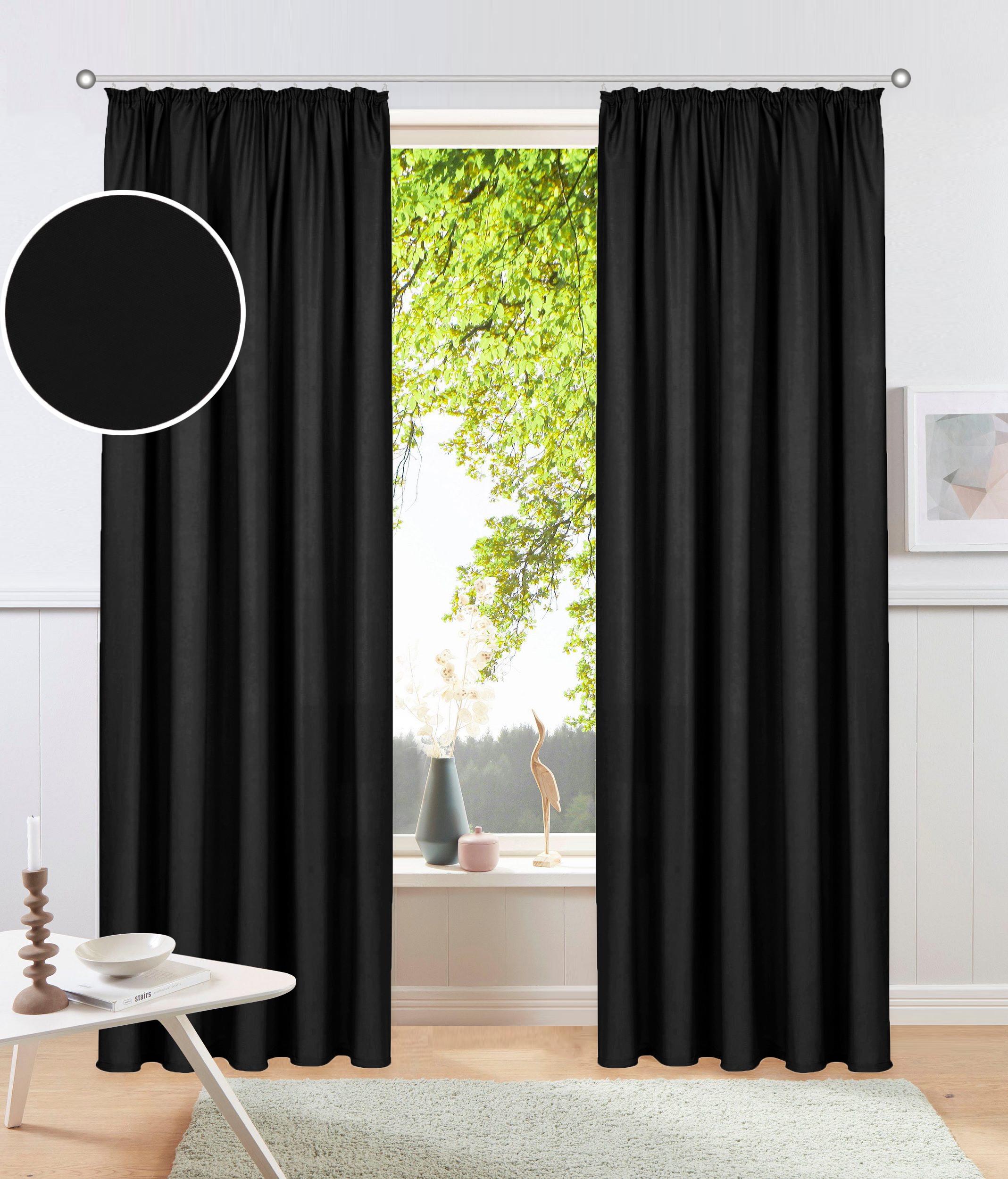 OTTO home Vorhang "Raja, Gardinen mit Kräuselband, Vorhänge Wohnzimmer" Kräuselband 2 Stk. tlg. 2er-Set, Bestseller, einfarbig, modern, pflegeleicht, Mikrofaser