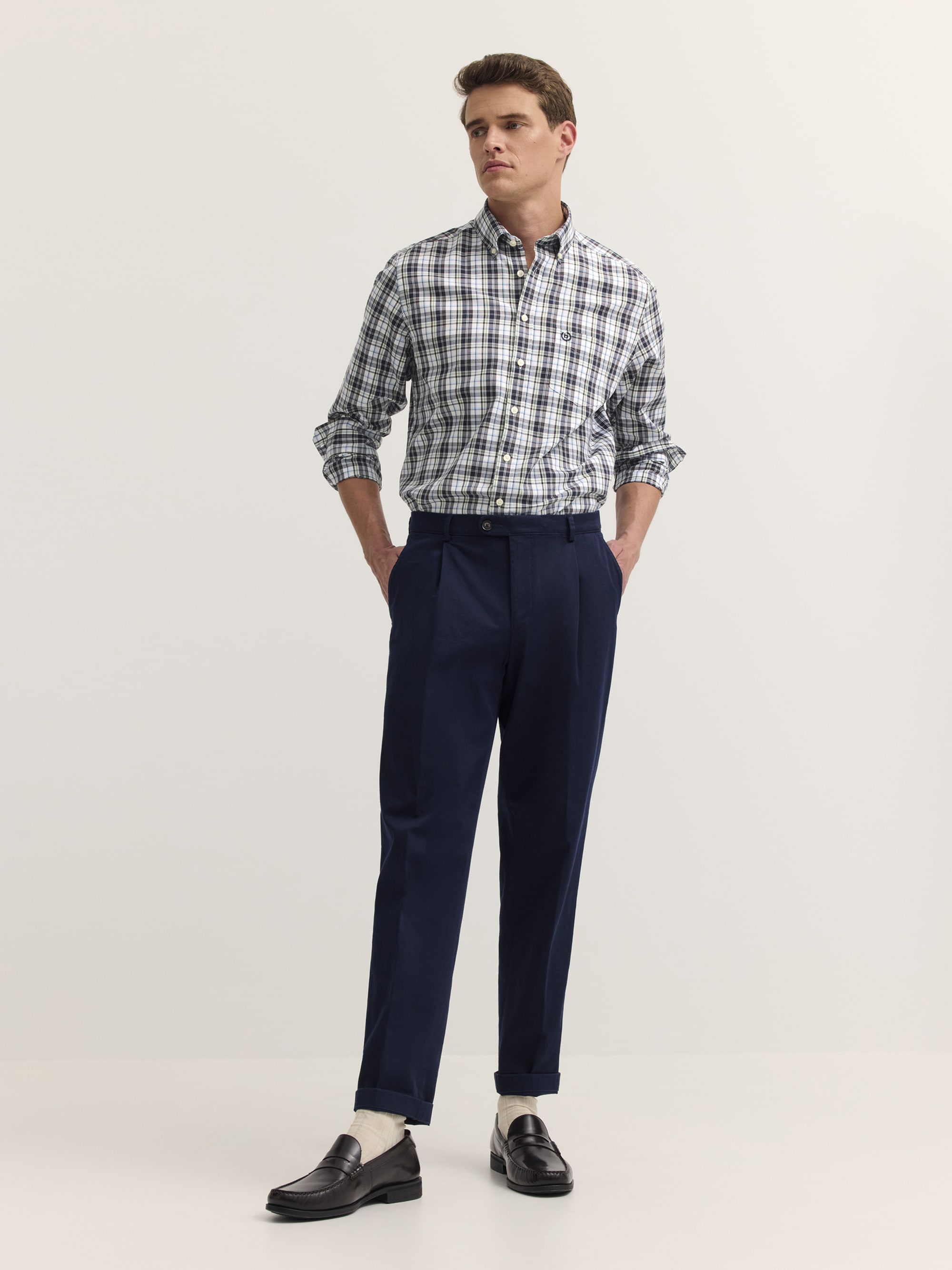 bugatti Langarmhemd »Modern Fit« Modern Fit Baumwolle Karo Button-Down