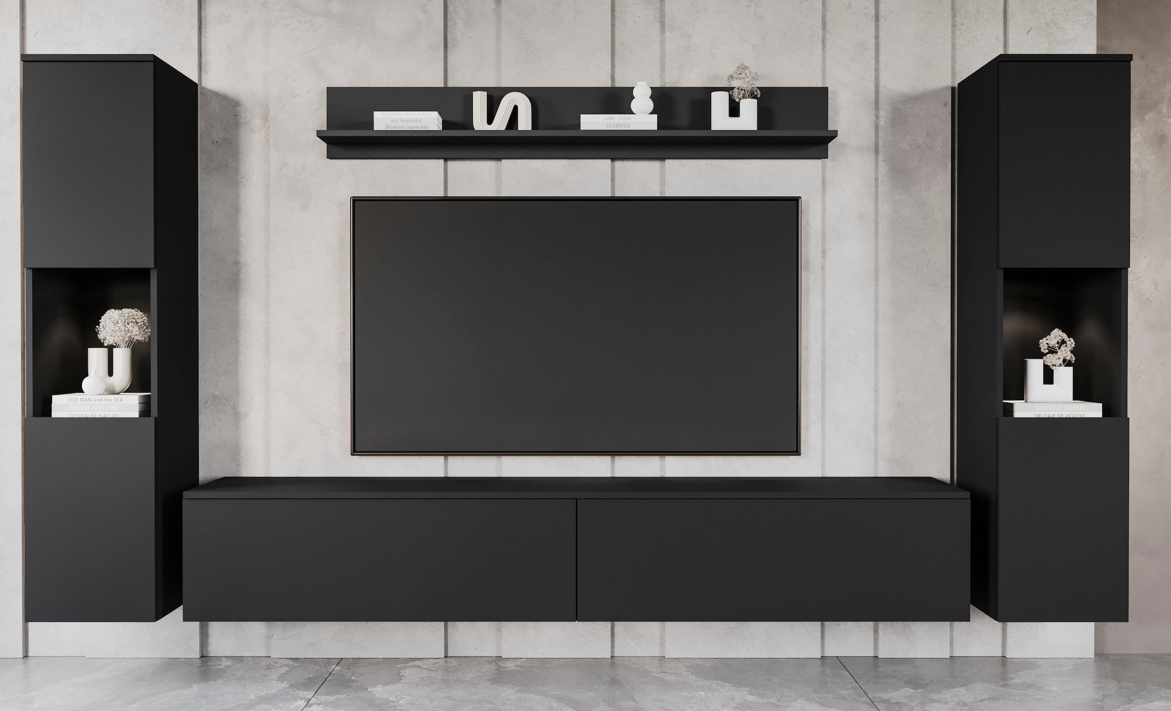 INOSIGN Wohnwand "PARIS, Vitrine Türanschlag links/rechts wechselbar" Kompl günstig online kaufen