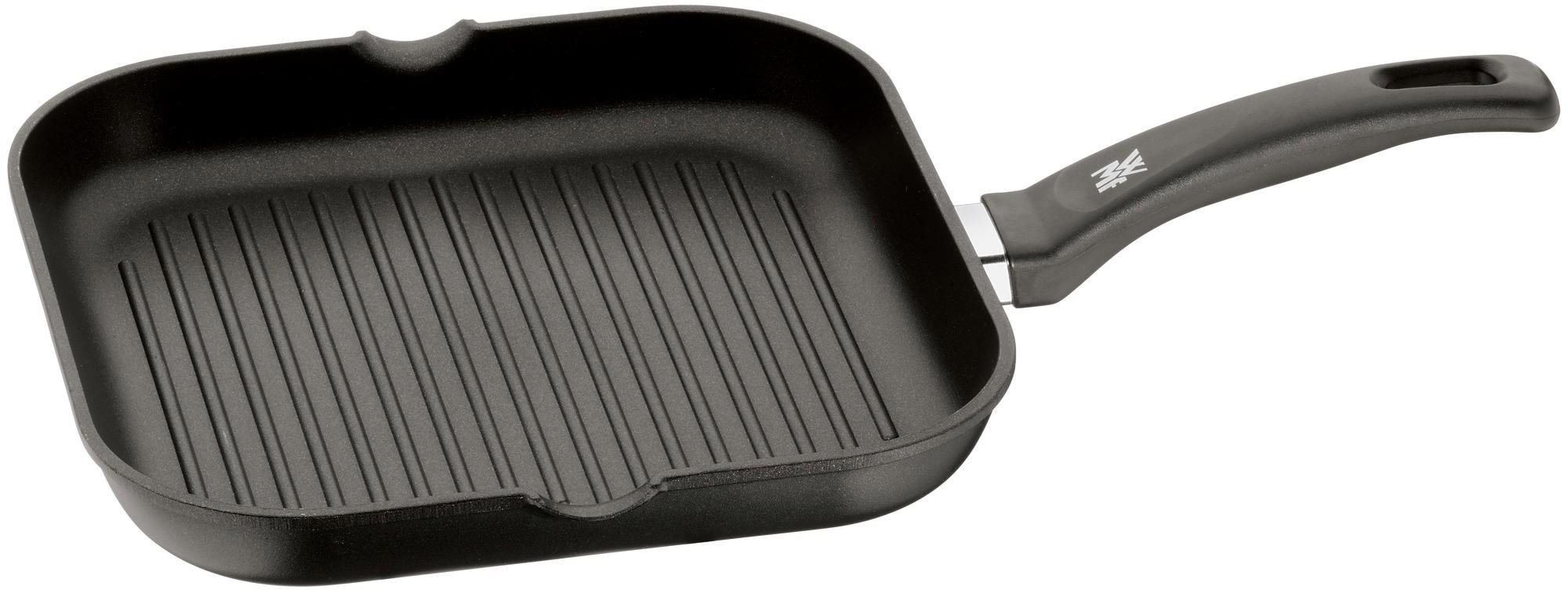 WMF Grillpfanne "Party 27x27cm mit Ausguss, Steakpfanne gerillt", Aluminium, (1 tlg.), Grill Pfanne beschichtet, eckig, 