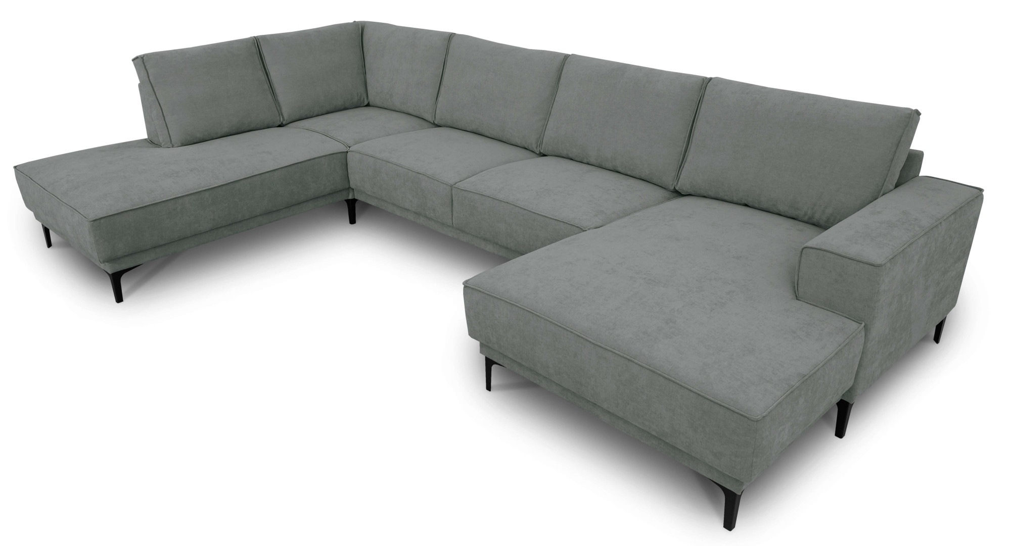 Places of Style Wohnlandschaft »XXL Sofa Oland, Struktur, Flachgewebe, Luxus-Microfaser, Boucle«, U-Form, 345 cm, Wellenunterfederung, Skandi-Design, Metallfüße
