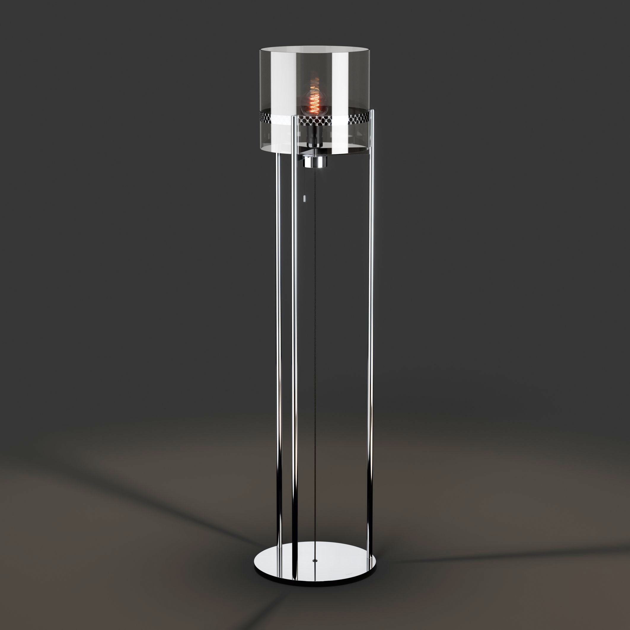 Joop! Stehlampe »ROUND Fumé-Glasschirm mit rundem eingelassenem und BAUR LIGHTS«, Metall-Dekorband 