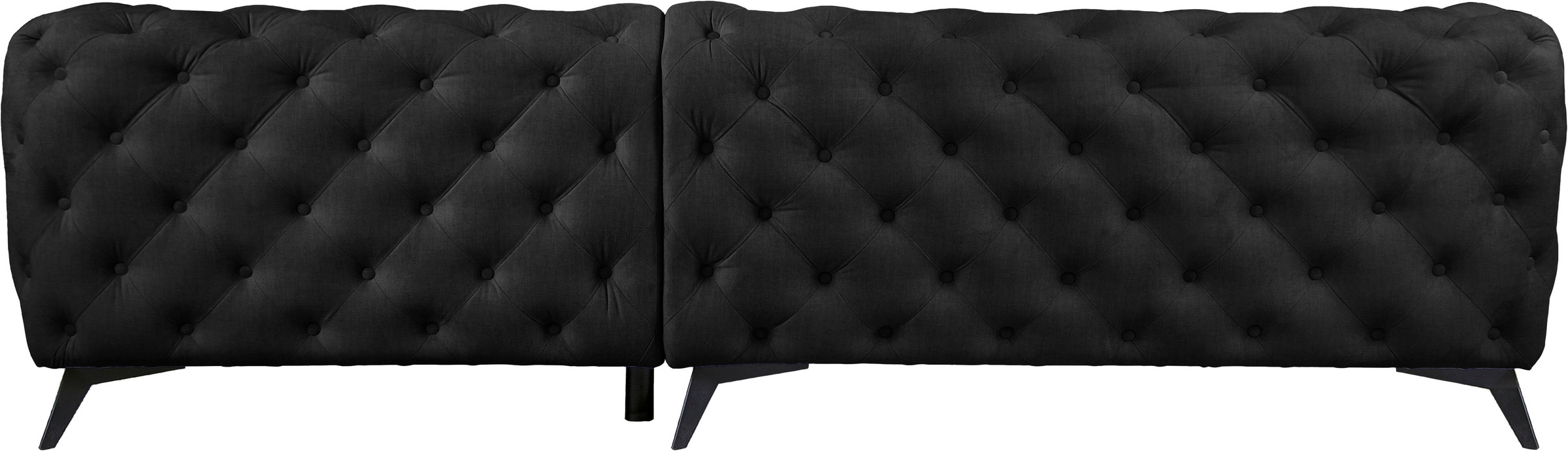 Leonique Chesterfield-Sofa »Ecksofa GLYNIS L-Form mit Wellenunterfederung, Maße B/T/H 264/264/75cm«, aufwändige Knopfheftung, moderne Chesterfield Optik, Fußfarbe wählbar