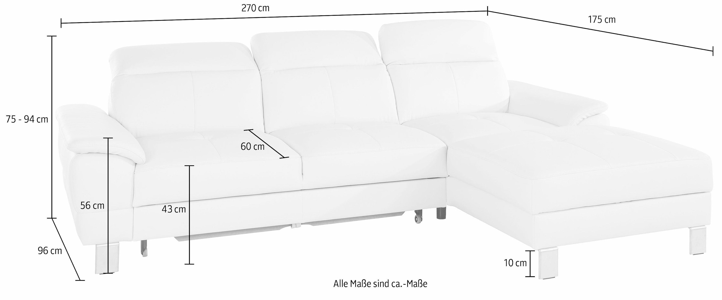 exxpo - sofa fashion Ecksofa »Mantua 2, L-Form«, mit Kopf- bzw. Rückenverstellung, wahlweise mit Bettfunktion