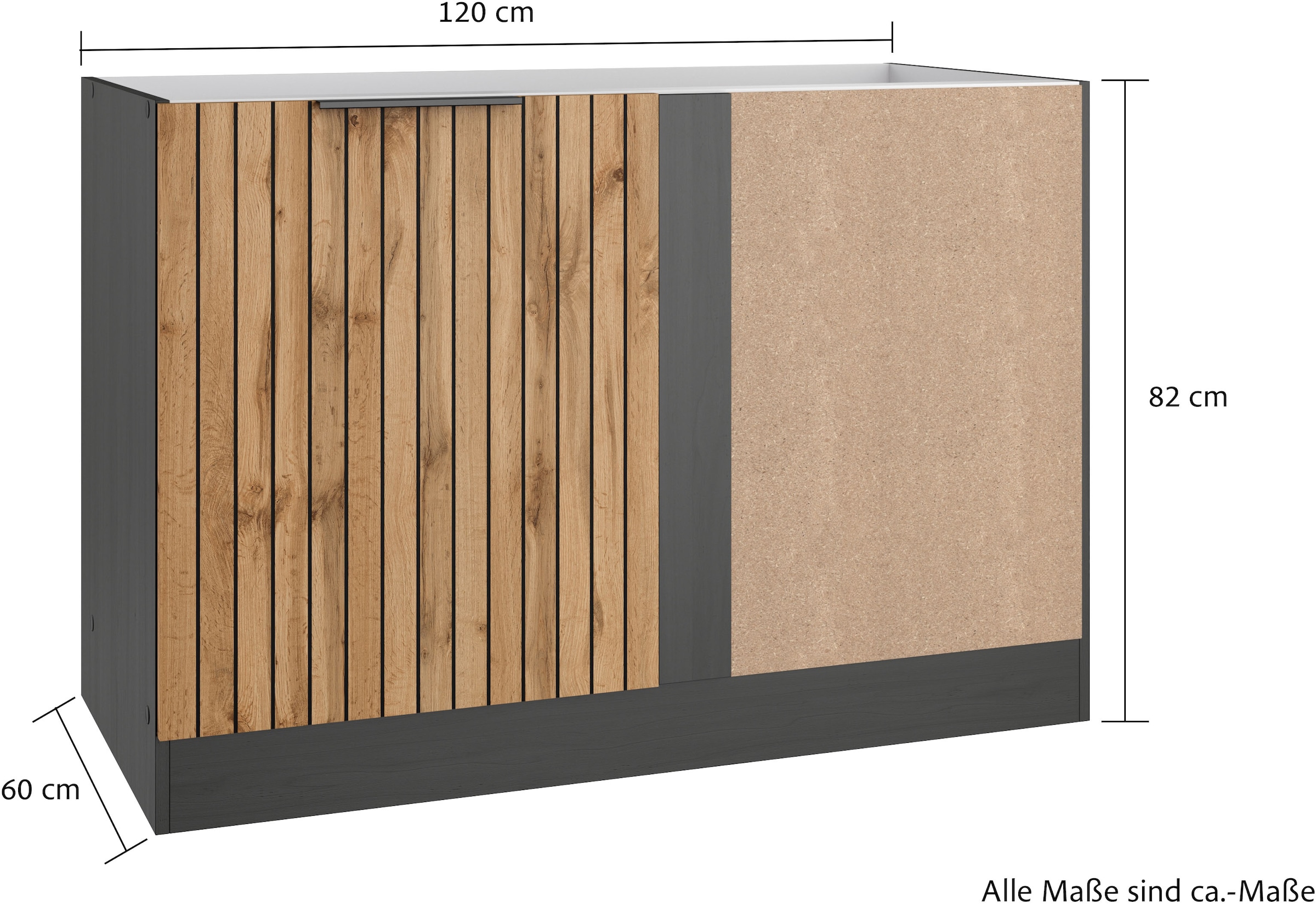 KOCHSTATION Eckunterschrank »KS-Lagos«, Breite 120 cm, 1 Tür
