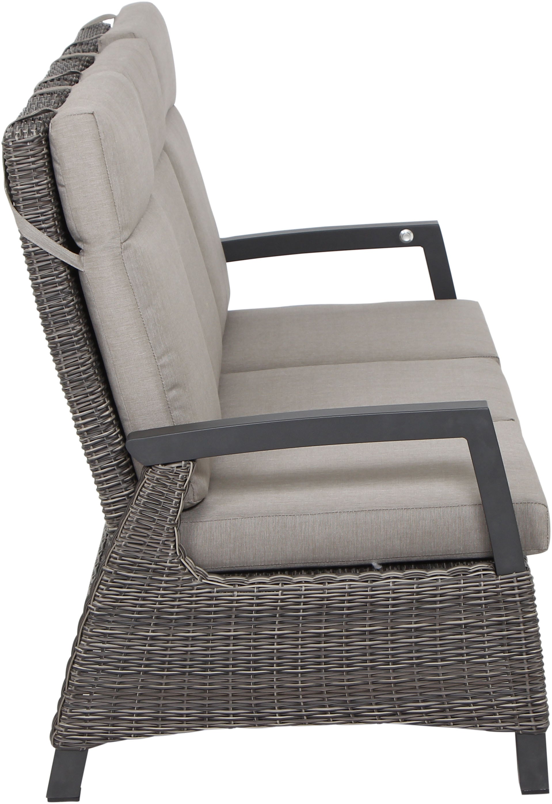 Siena Garden Gartenlounge-Bank »CORIDO Lounge 3er Sofa in charcoal grey« Gestell Alu matt anthrazit, mit Sitz- u. Rückenkissen taupe meliert