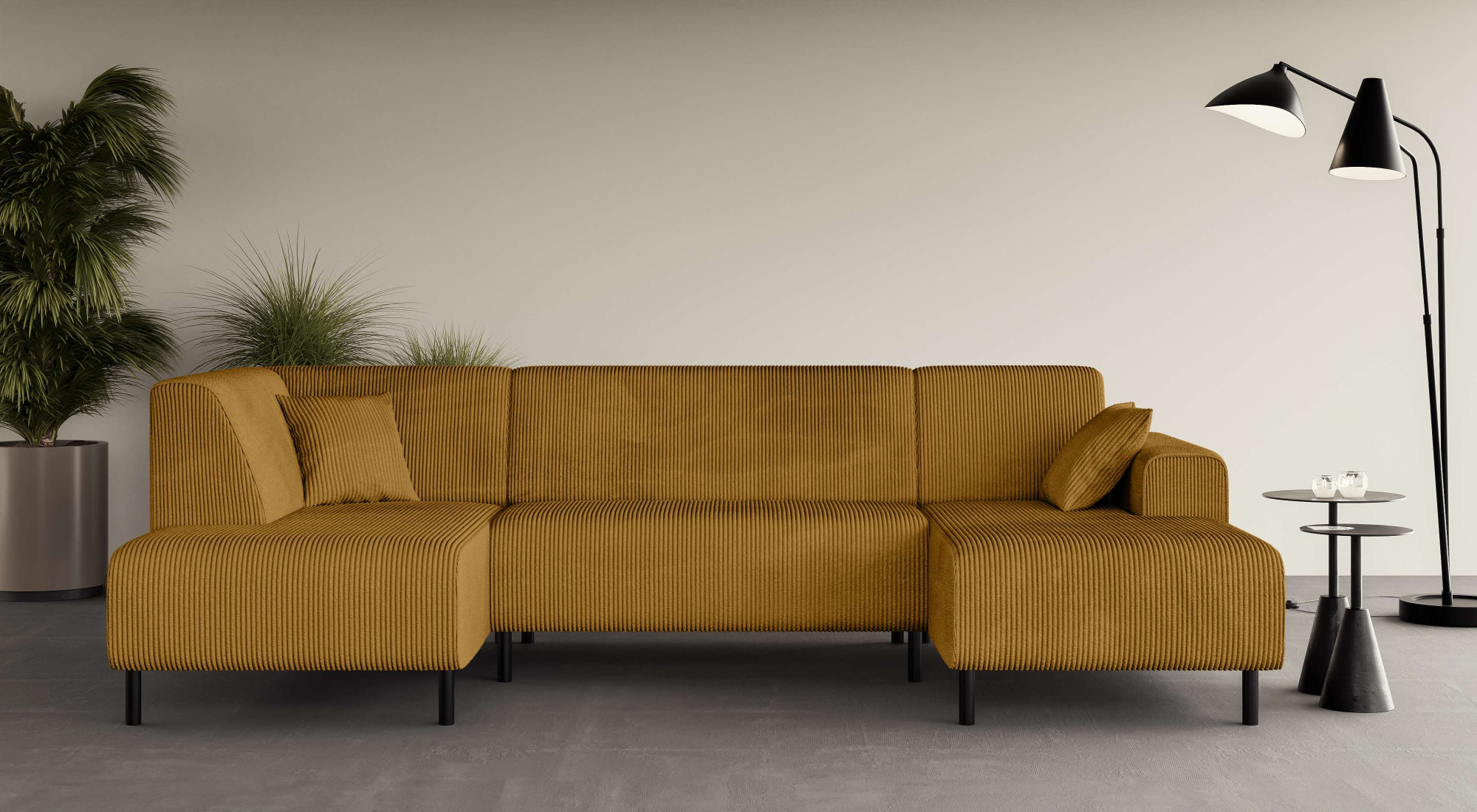 OTTO home Wohnlandschaft "ARROS U-Form mit Wellenunterfederung, Maße B/T/H: 300/163/81 cm" incl. Zierkissen, mit Recamiere links/rechts bestellbar, auch in Cord