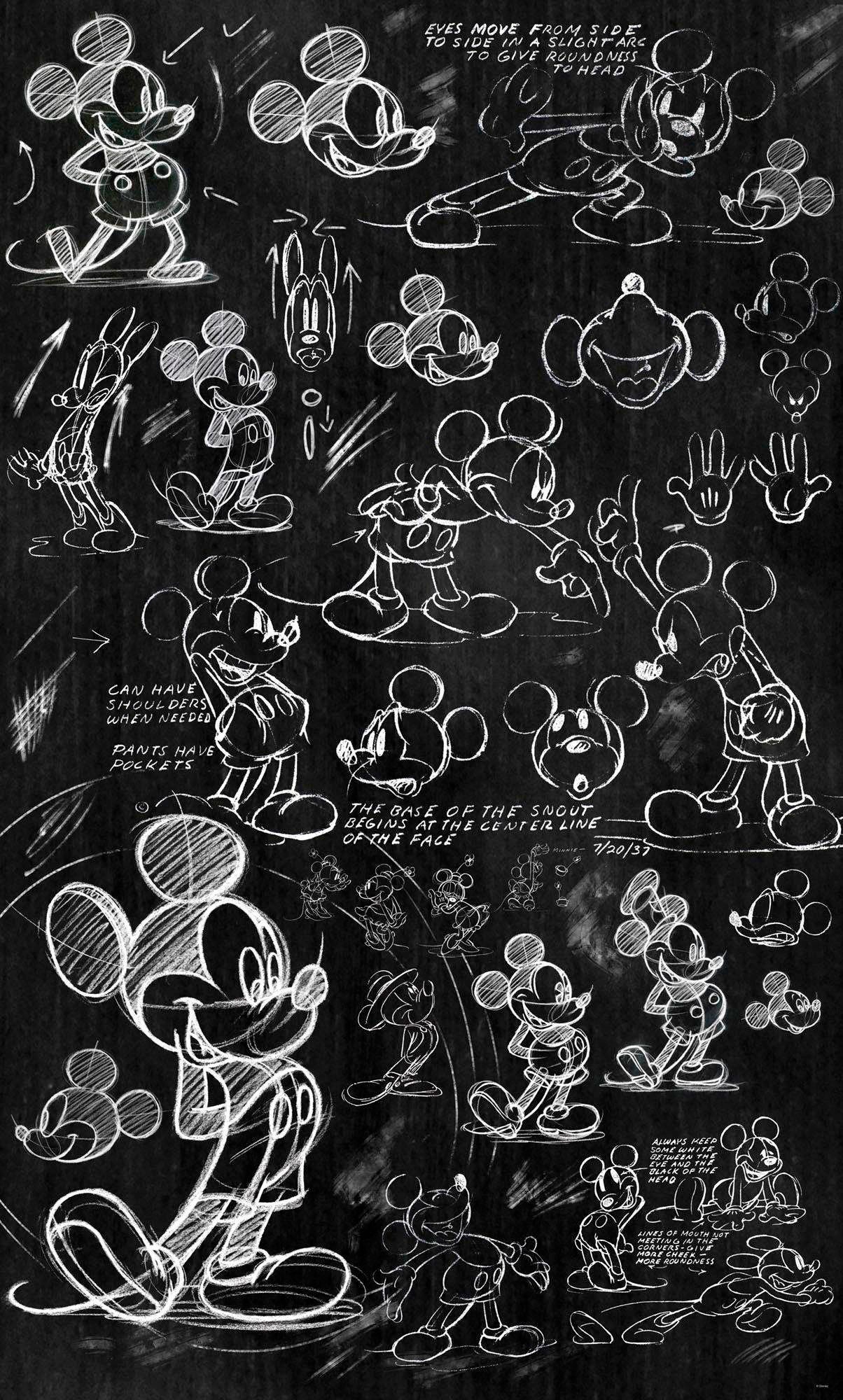 Komar "Digitaldruck Vlies - Mickey - Chalkboard - Größe 120 x 200 cm" bedruckt glatt Kinderzimmer