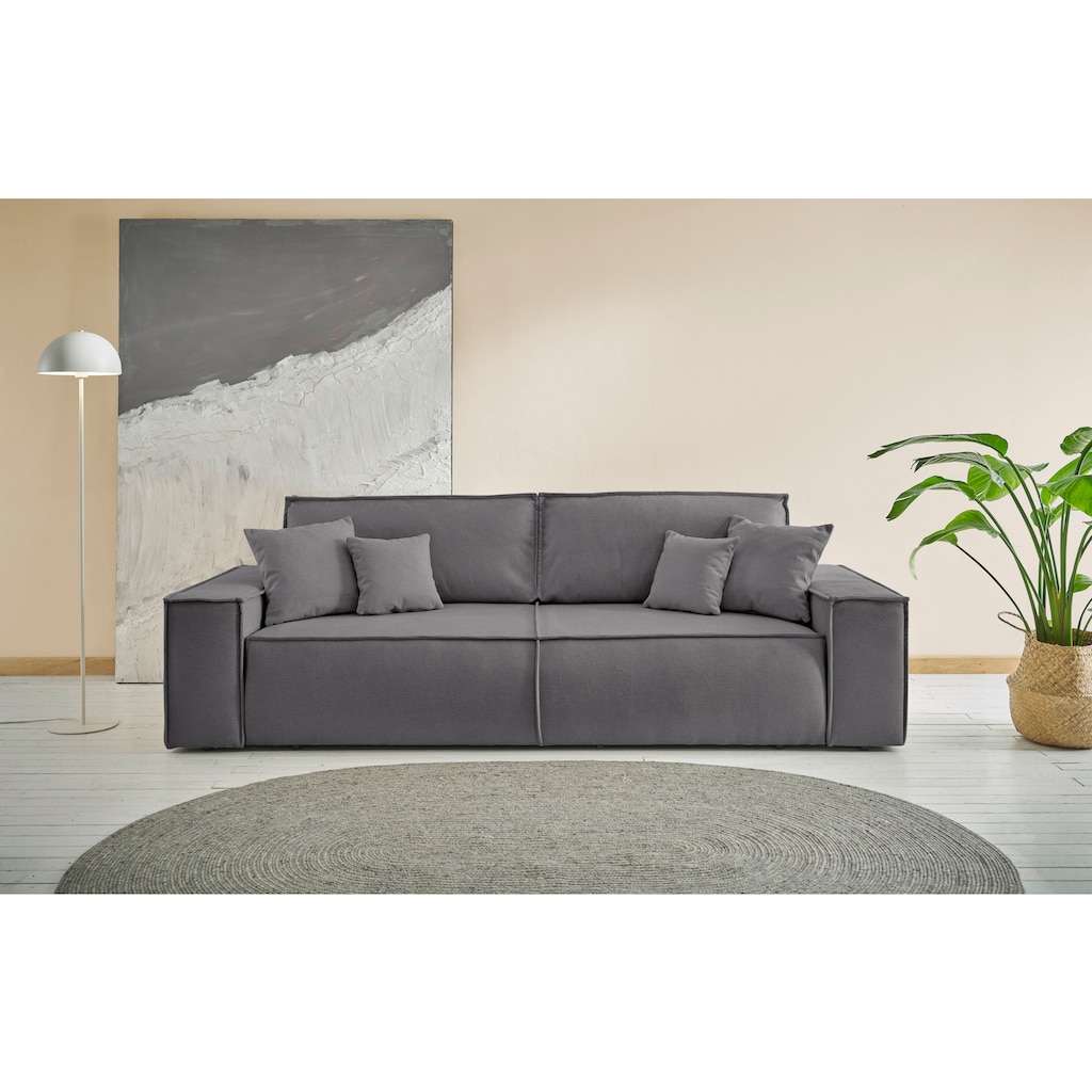 andas 3-Sitzer »FINNLEY Schlafsofa 257 cm, Schlaffunktion mit Bettkasten (200/136cm),«