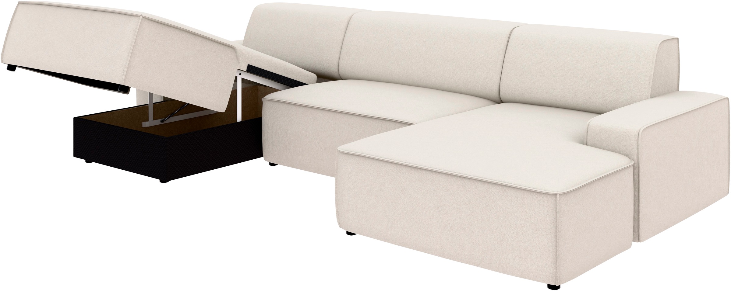 TRENDMANUFAKTUR Wohnlandschaft »Graz, wahlweise mit Sitzvorschub und Bettkasten, U-Form, Breite 329 cm«, in Cord-, haustierfreundlichem LEO Struktur- oder LUMOS-3D-Bezug