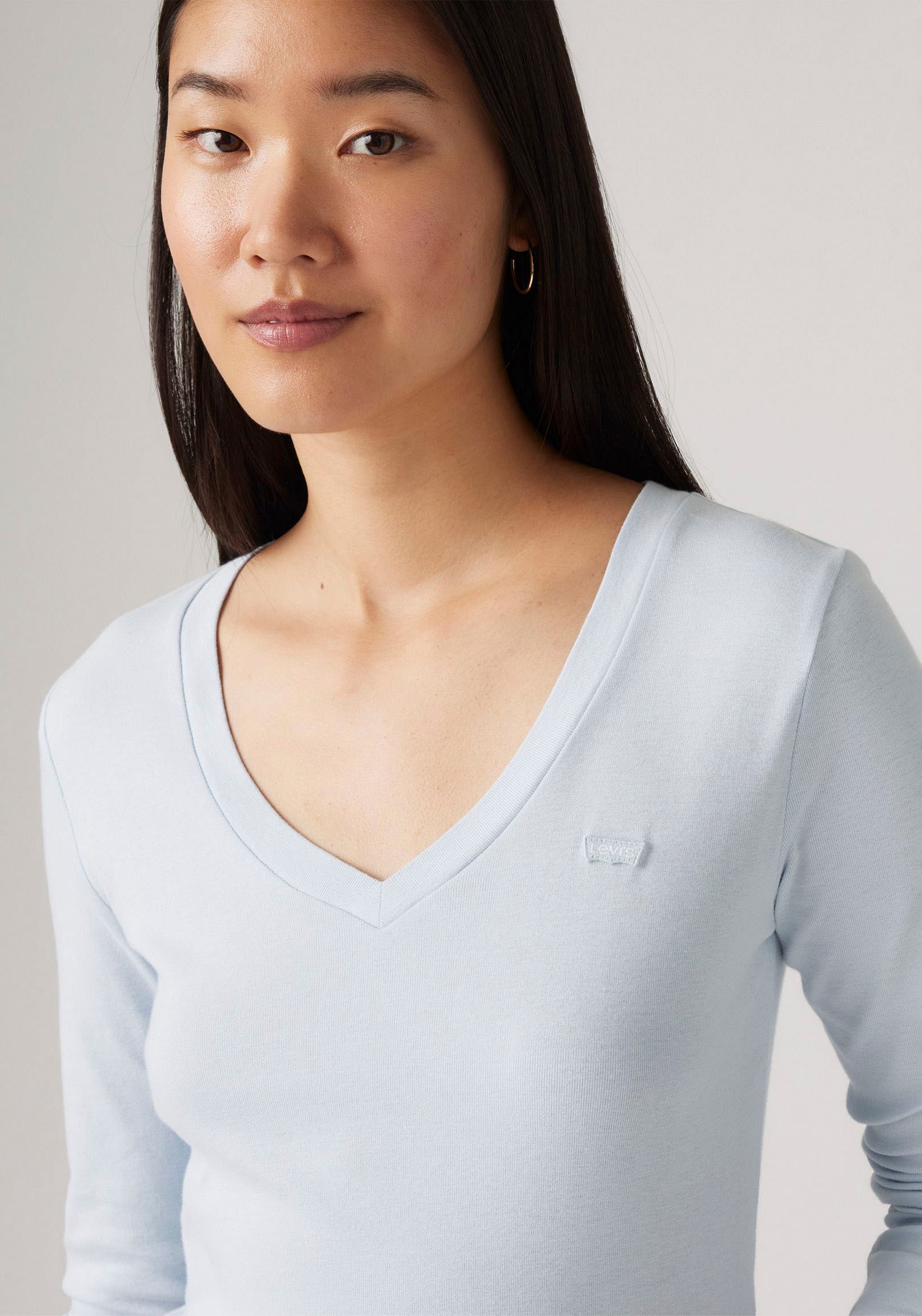 Levi's® Langarmshirt »ESSENTIAL HM LS VNECK«, mit Logo Stickerei