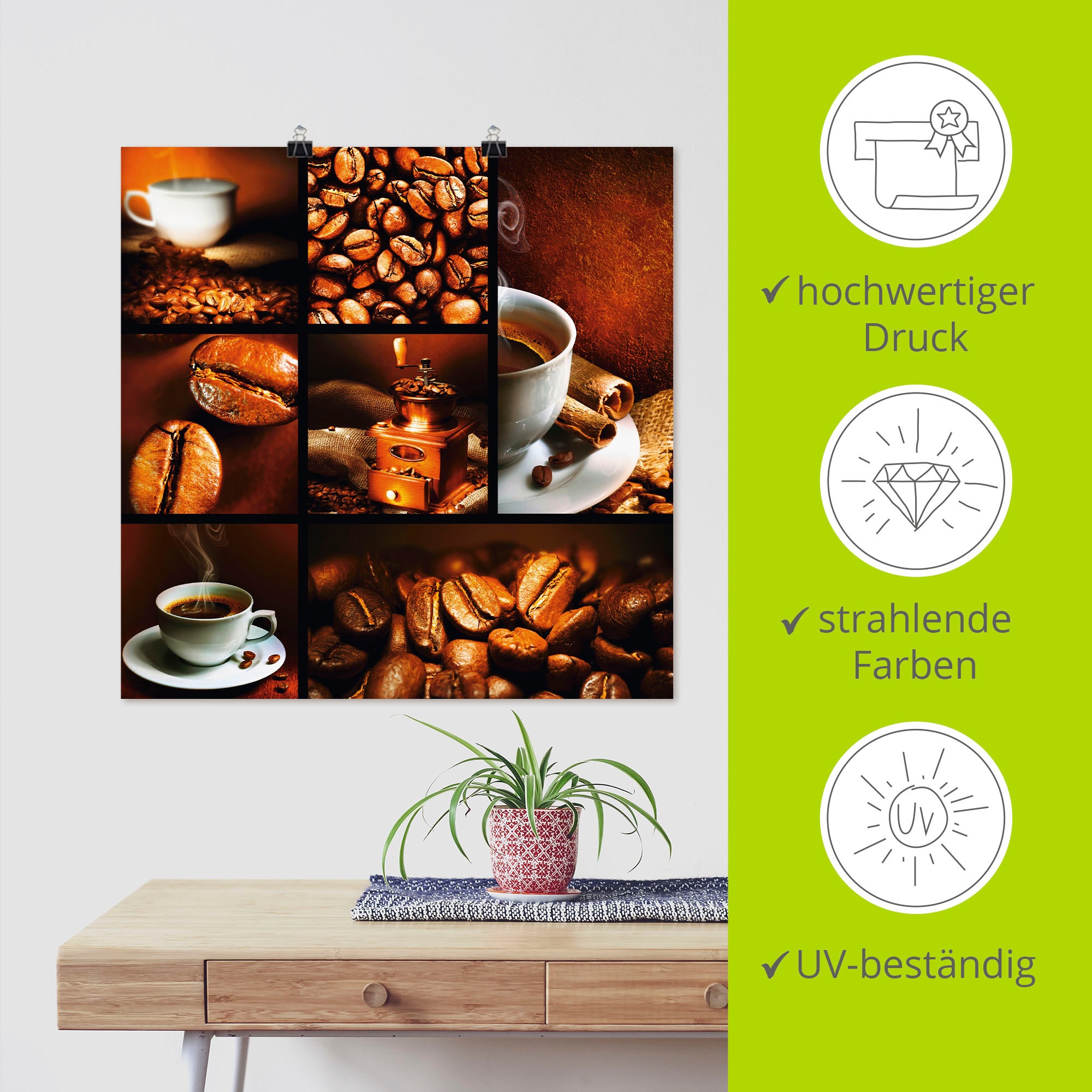 Artland Wandbild »Kaffee Collage«, Getränke, (1 St.), als Leinwandbild, Poster, Wandaufkleber in verschied. Größen