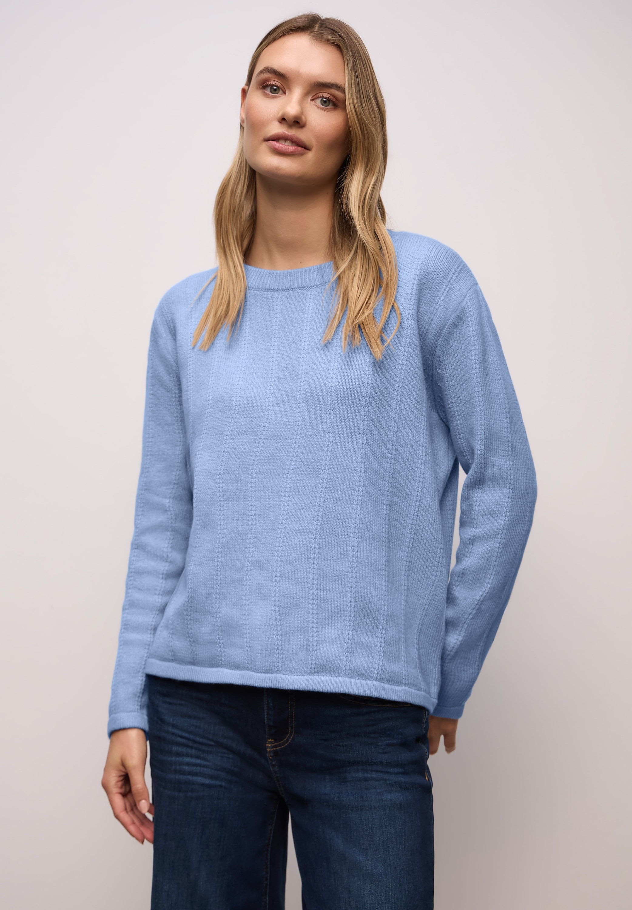 STREET ONE Rundhalspullover mit Streifen-Struktur günstig online kaufen