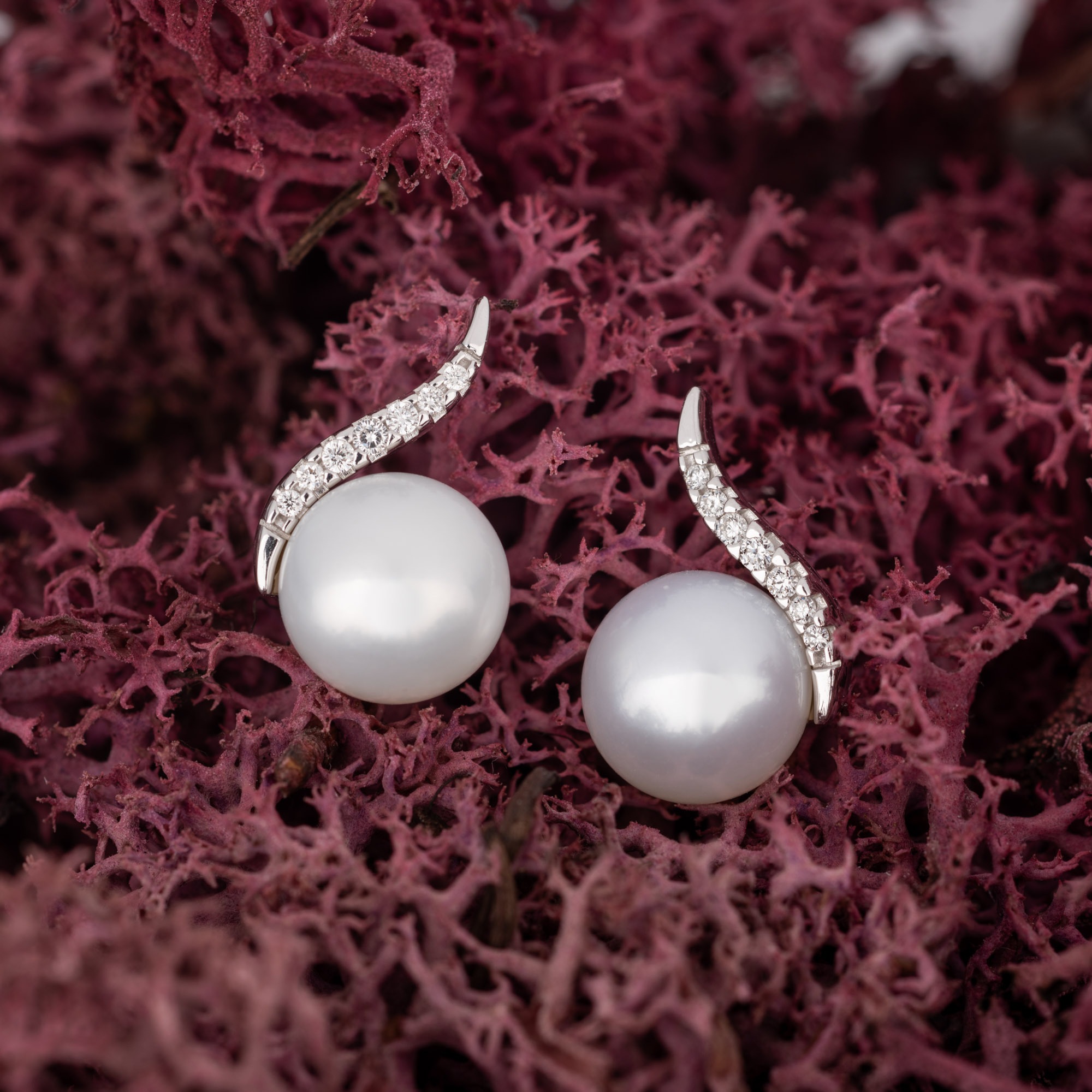 Orolino 585 White Gold Stud Earrings White 13mm 2