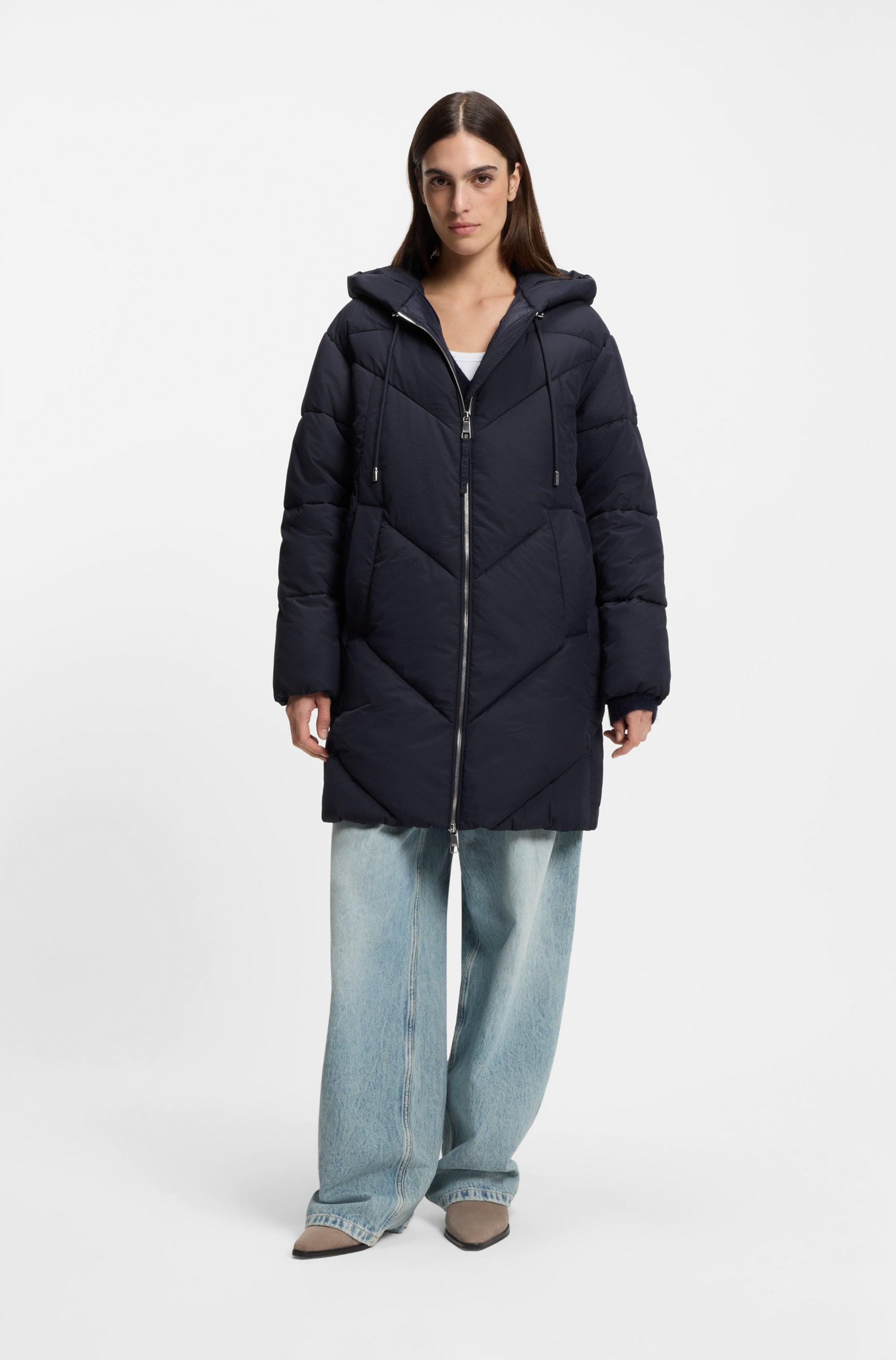 BOSS ORANGE Steppmantel "Piapolly Premium Damenmode" mit Kapuze, Chevron-St günstig online kaufen