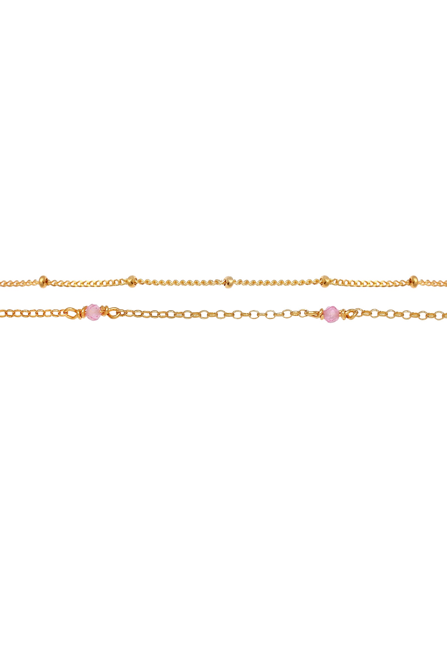 Elli Gliederkette »Layer Rosa Quarz Kugeln Beads 925 Silber«