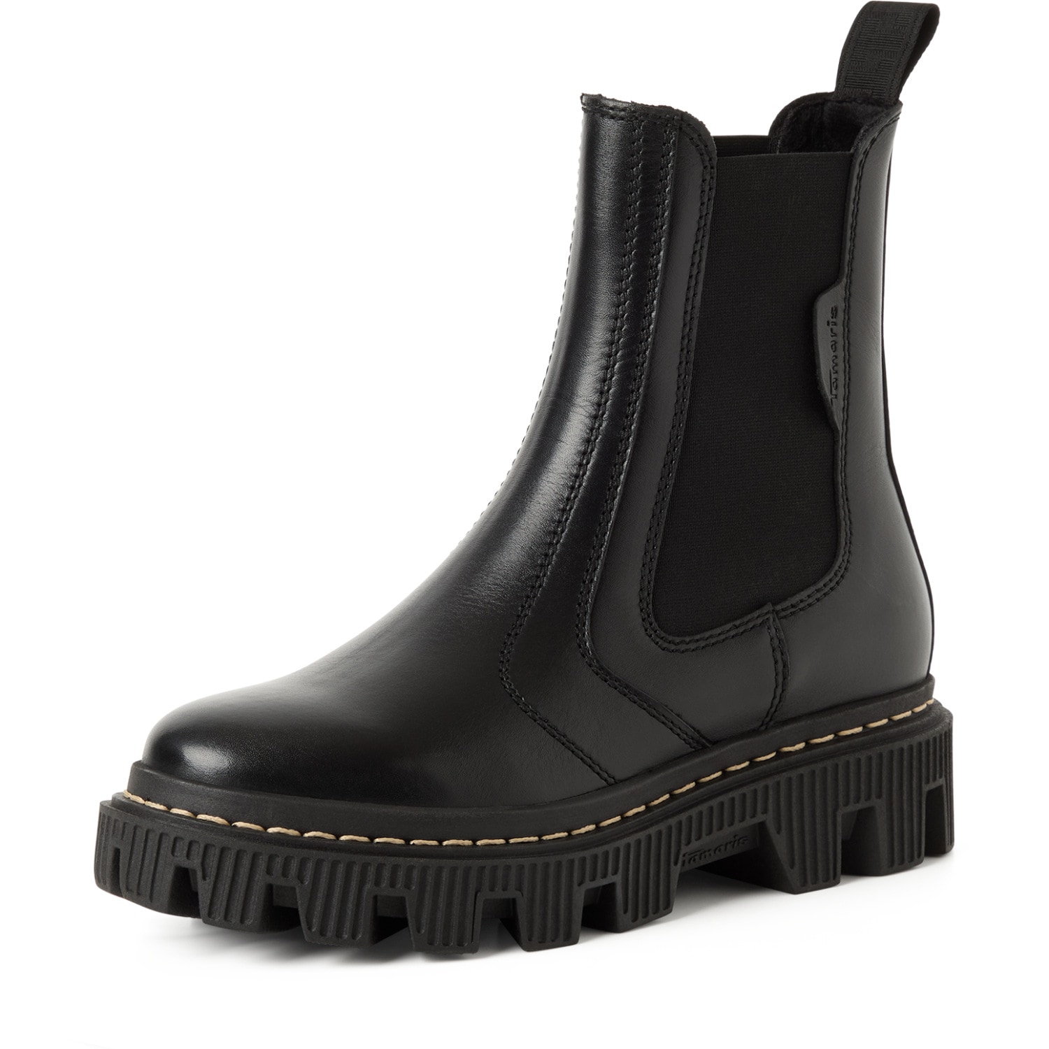 Tamaris Chelseaboots Blockabsatz, Stiefelette mit Kontrast-Rahmennaht