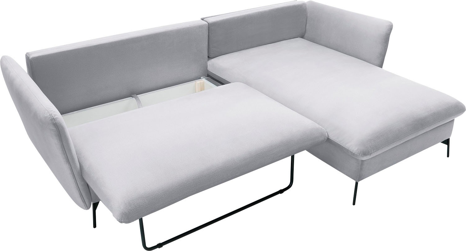 andas Ecksofa »LIVORNO,258 cm, L-Form,«, Schlaffunktion u. Bettkasten (139/224cm), Samt, Struktur, Webstoff