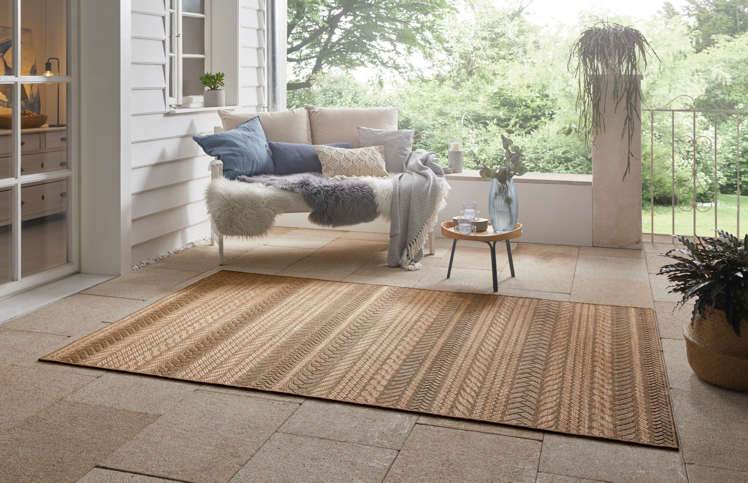 NORTHRUGS Teppich »Granado«, rechteckig, 6 mm Höhe, In- und Outdoor, Sisal Optik, Robust, Pflegeleicht, Flachgewebe