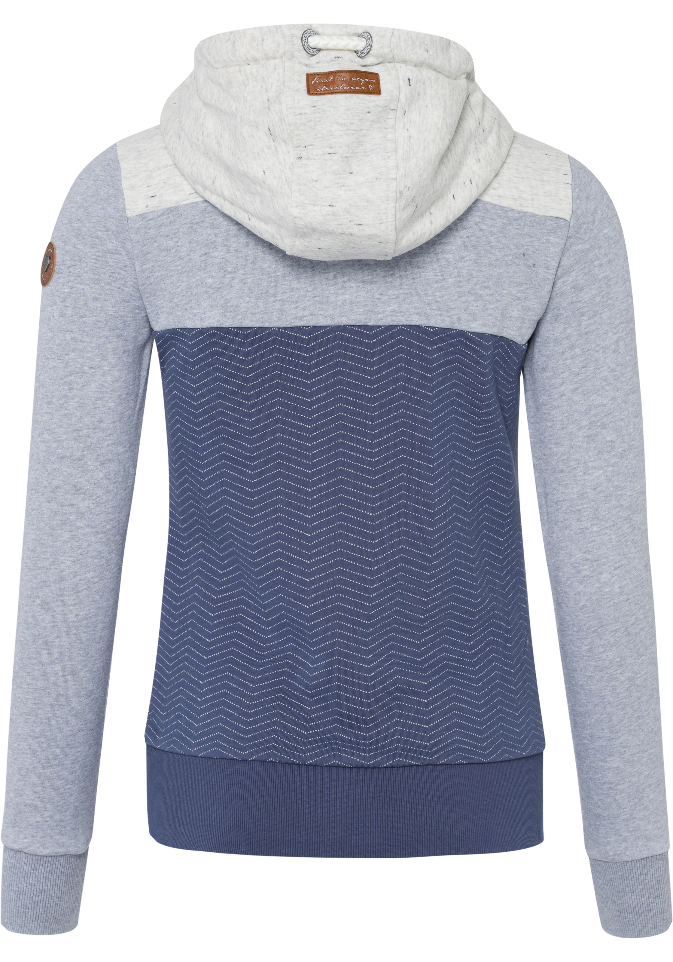 Sweatjacke RAGWEAR "TREGA ZIP O", Damen, Gr. 3XL, blau (blau 2040), Sweatware, Obermaterial: 70% Baumwolle, 30% Polyester, bedruckt, kontrastfarbene Details, mehrfarbig, figurbetont hüftlang, Rundhals, Rippbündchen, Sweatjacken Sweatjacke, im Colorblockin 3