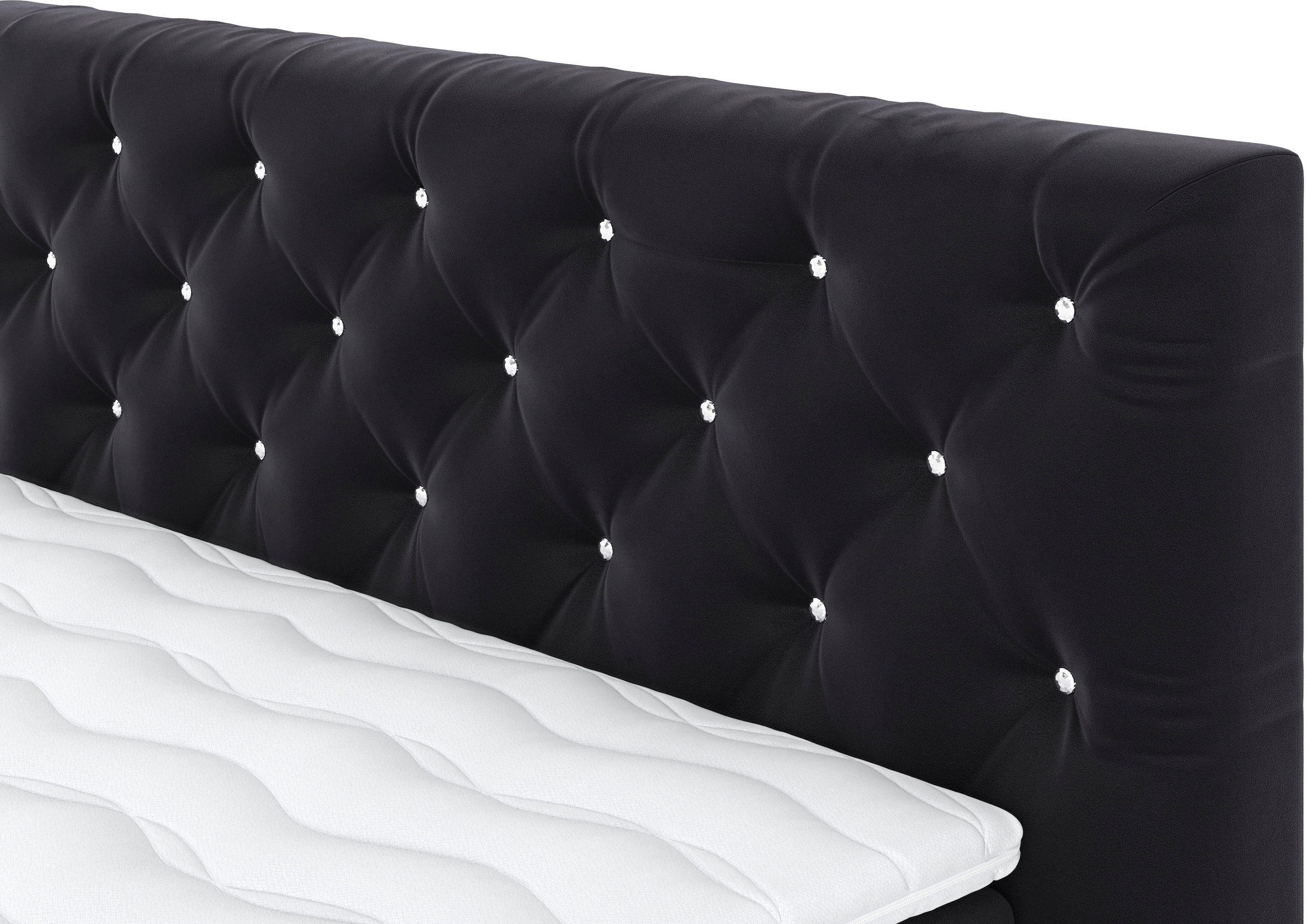 COTTA Boxspringbett »Castle«, mit Strasssteinen im Kopfteil, inkl. Topper