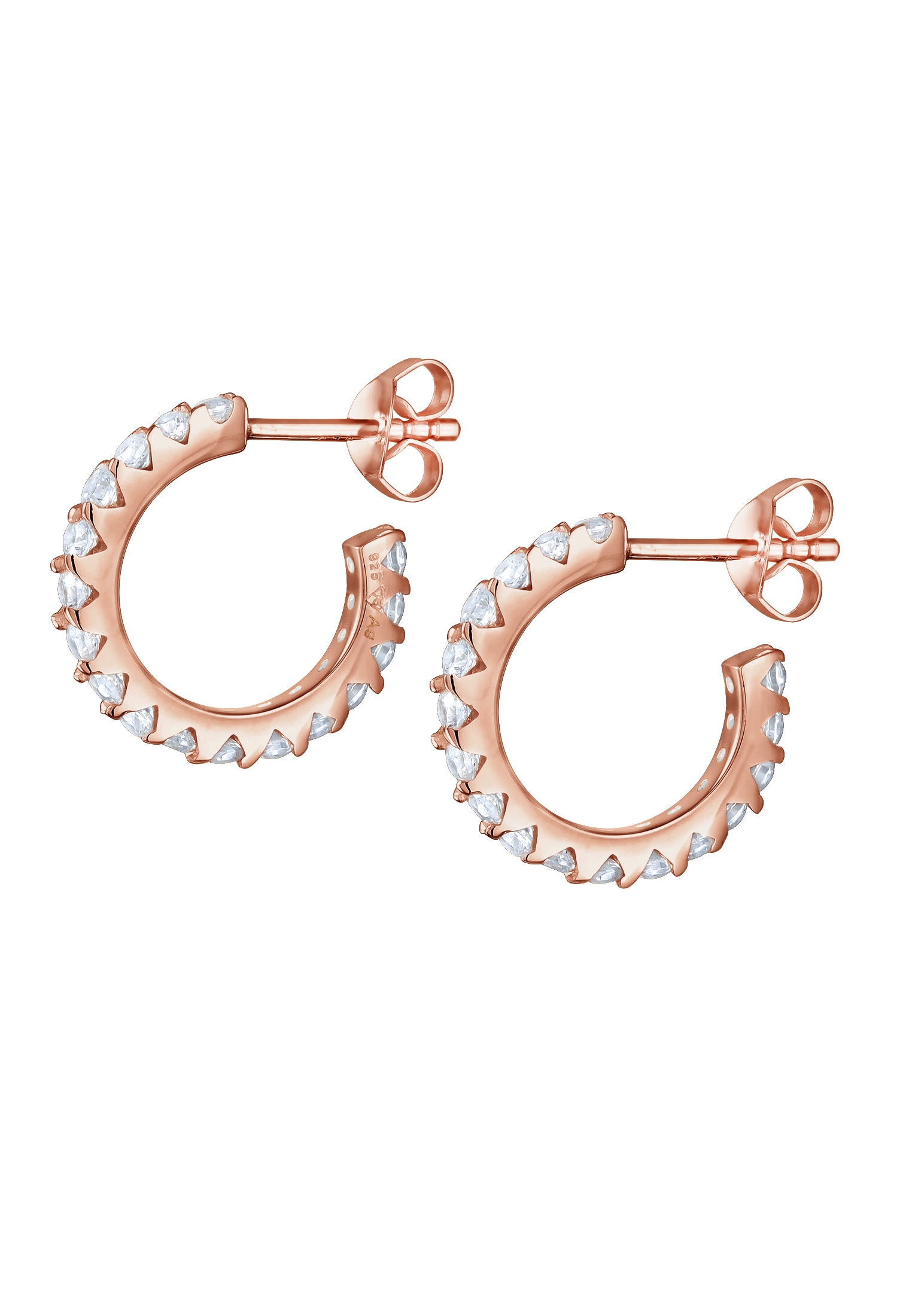 Elli Paar Creolen »Creole mit Stein Zirkonia Weiß 925 Sterling Silber«