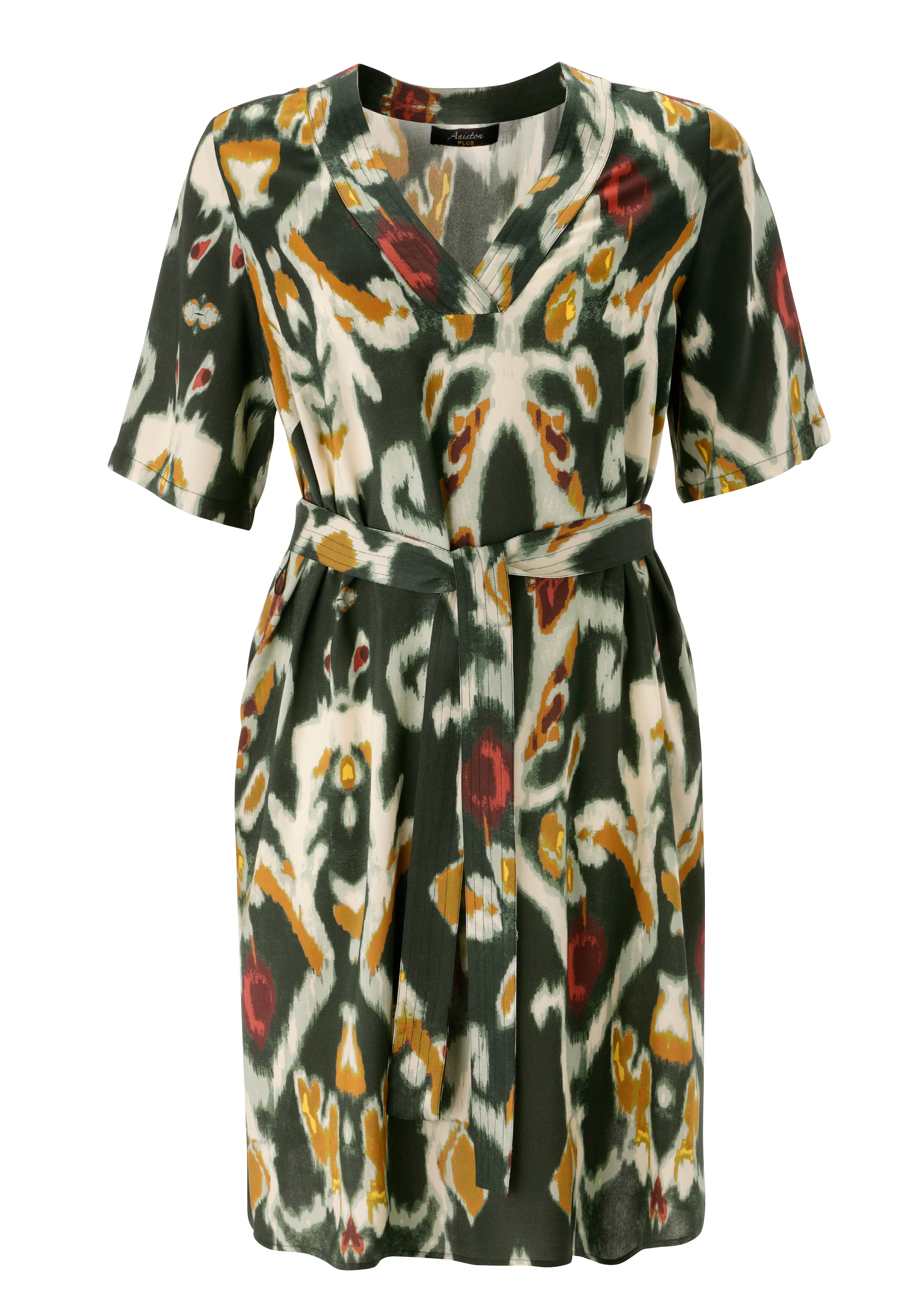 Aniston PLUS Blusenkleid Eingrifftaschen mit dekorativer V-Ausschnitt - NEUE KOLLEKTION