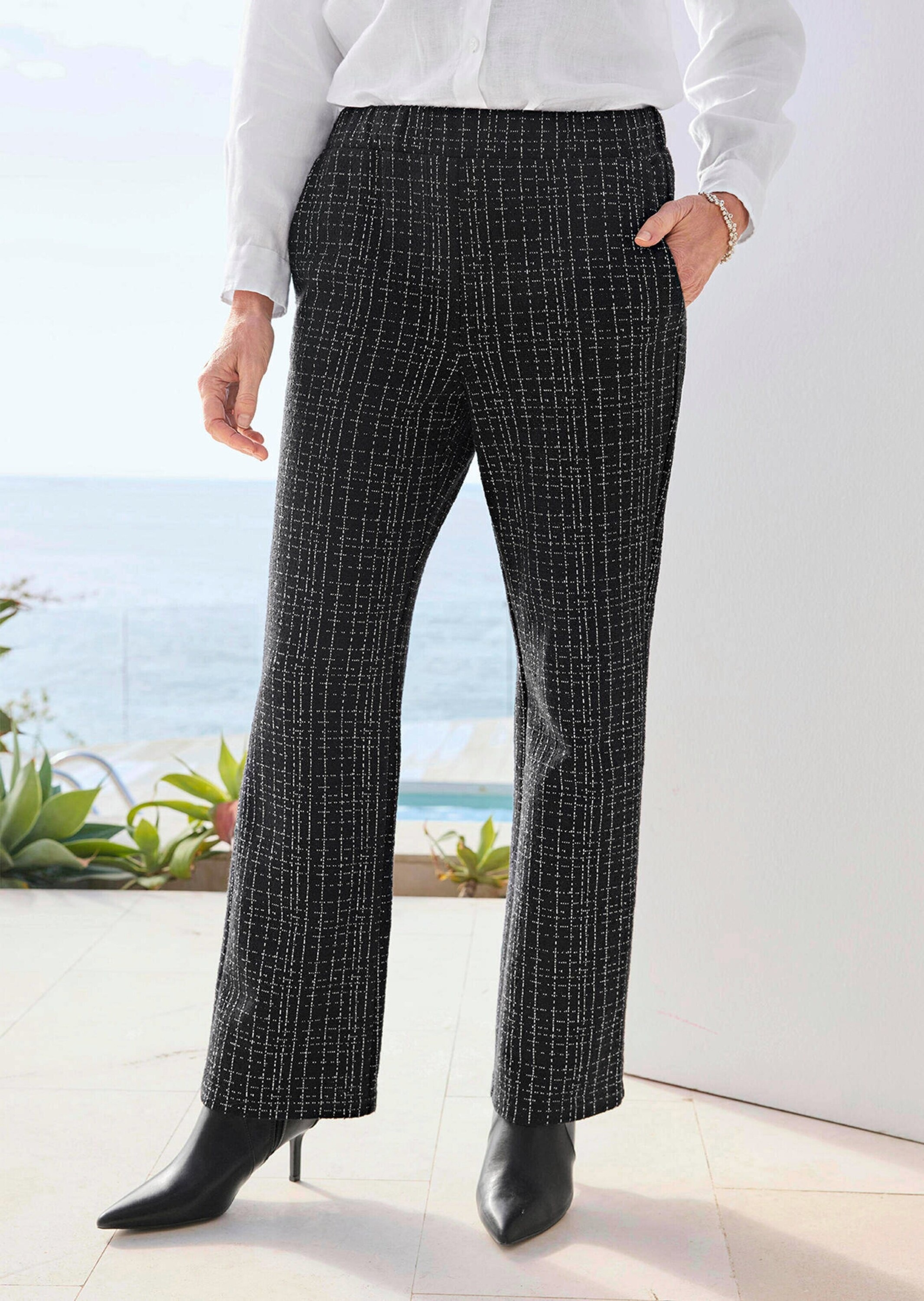 GOLDNER Stoffhose »Kurzgröße Jerseyhose VERA in Tweed-Optik«
