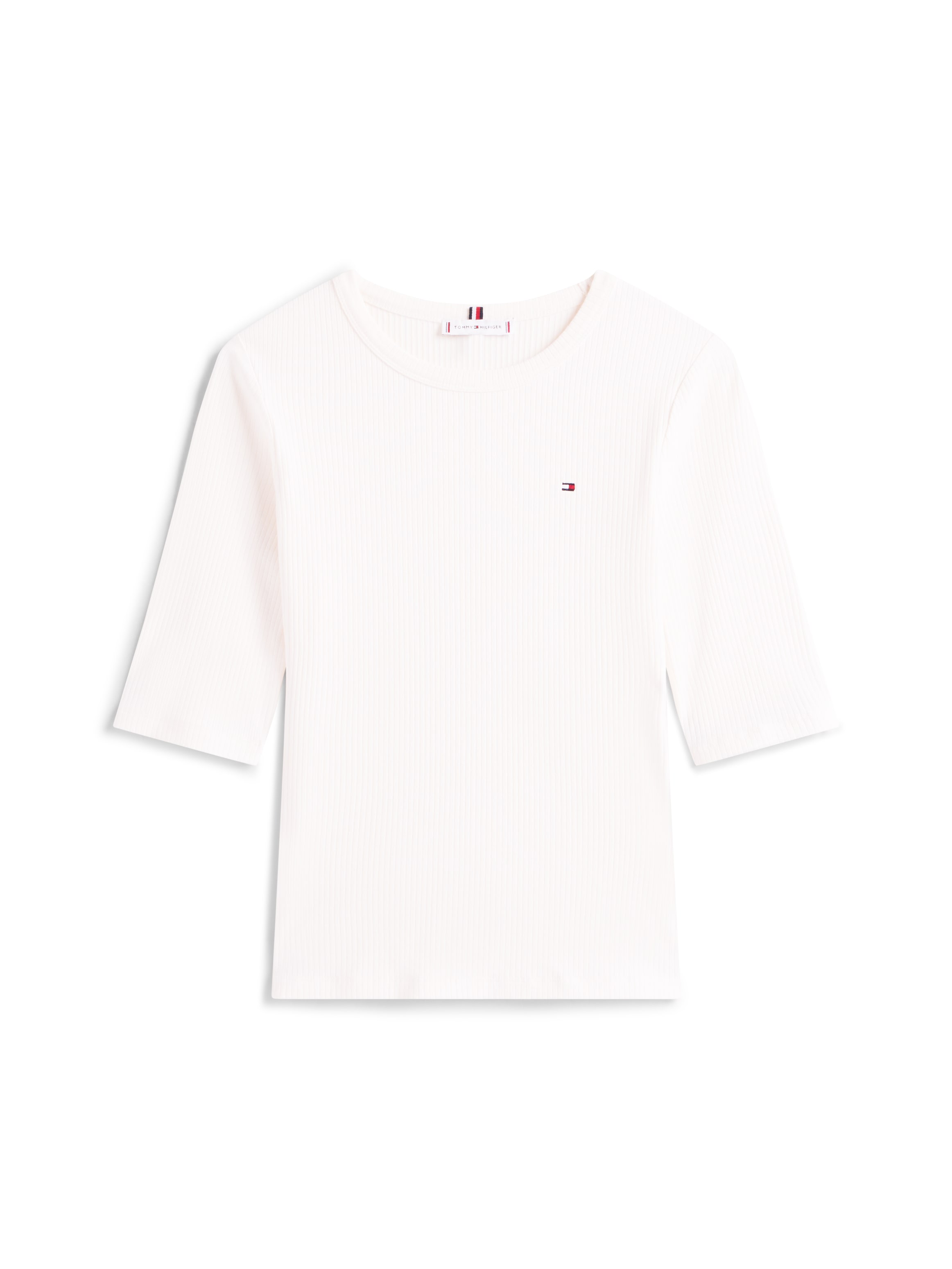 Tommy Hilfiger Kurzarmshirt »SLIM 5X2 RIB C-NK 1/2 SLV mit Rundhals und Rippstruktur«, unifarben, casual, slim fit, Viskosemix, Rundhals