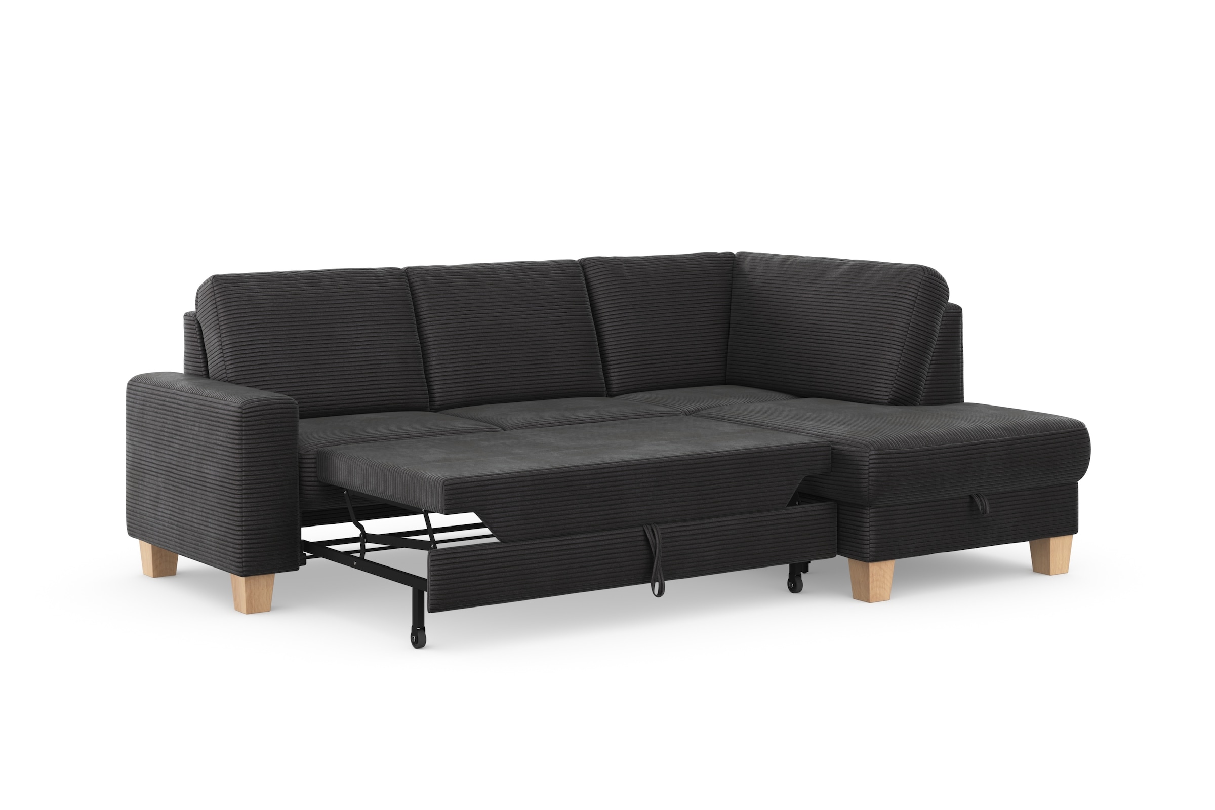 Home affaire Ecksofa »Summer L-Form«, mit Ottomane, wahlweise mit Bettfunktion und Bettkasten, Cord-Bezug