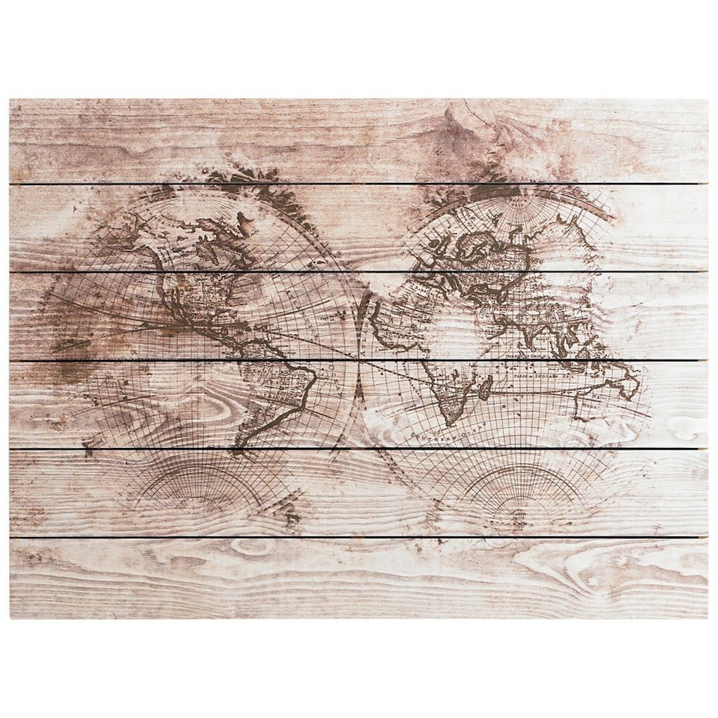 Art for the home Holzbild »Wood World Map«, Weltkarte