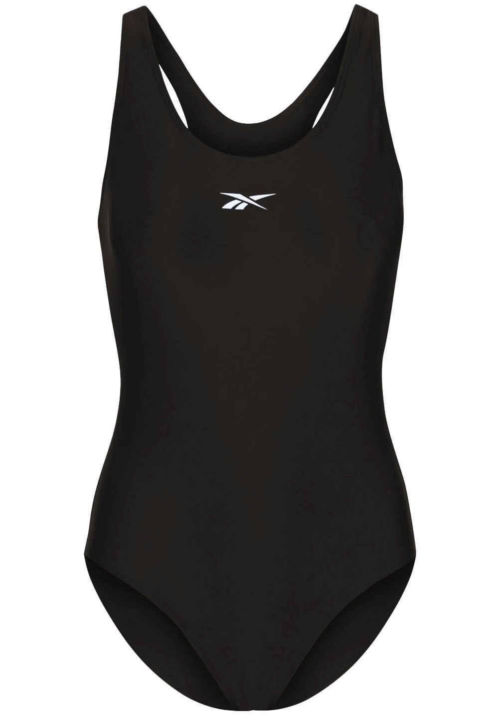 Badeanzug REEBOK "Adelia", Damen, Gr. XS, N-Gr, schwarz, Obermaterial: 80% Polyamid, 20% Elasthan. Futter: 100% Polyester, Badeanzüge Badeanzug, Racer-Back Cut Out, sportlich, schlicht, bequem, Logo vorne