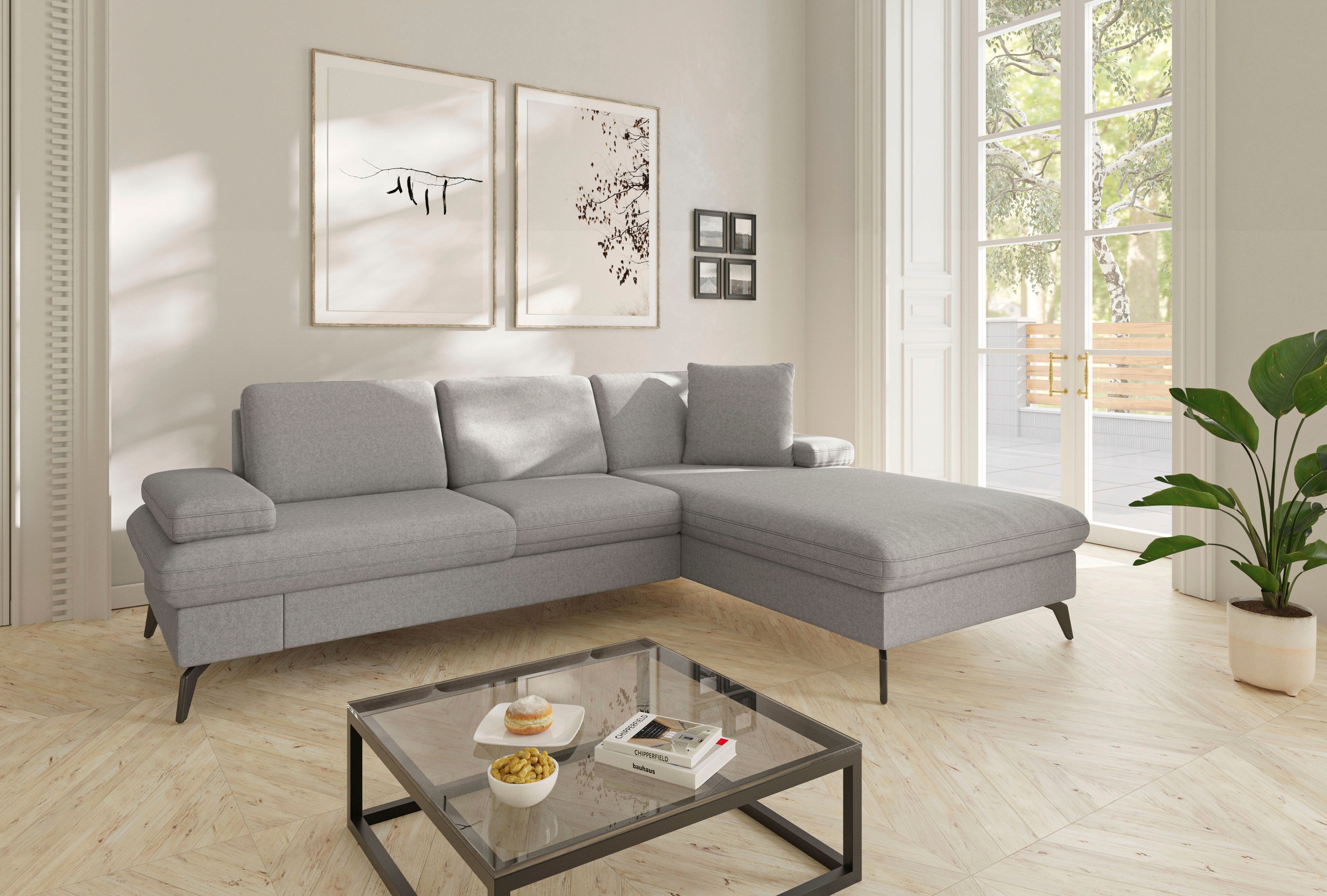 sit&more Ecksofa "Morris Jubi L-Form, B: 247 cm" mit Armteilfunktion & 1 Zierkissen, optional Schlaffunktion