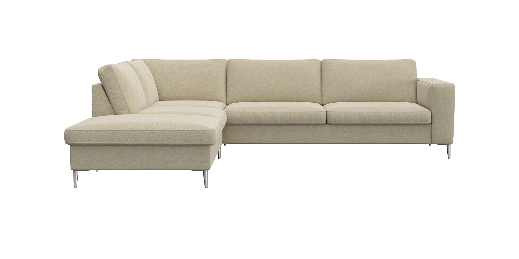 FLEXLUX Ecksofa "Fiore, super Sitzkomfort durch Kaltschaum im Sitz, L-Form" breite Armlehnen, Füße Alu