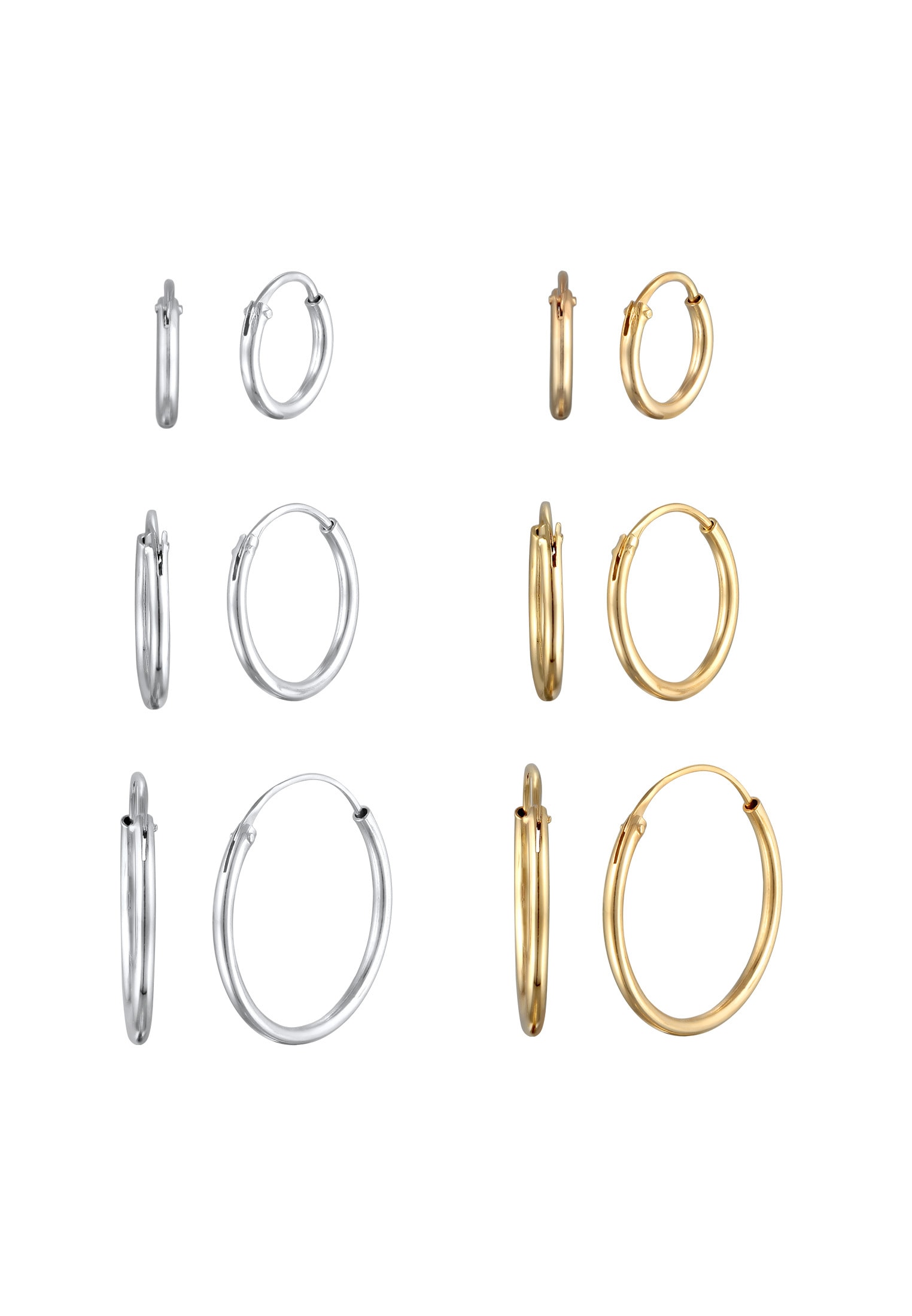 Elli Ohrstecker-Set »Ohrringe Creolen Basic 6er Set 925 Silber«