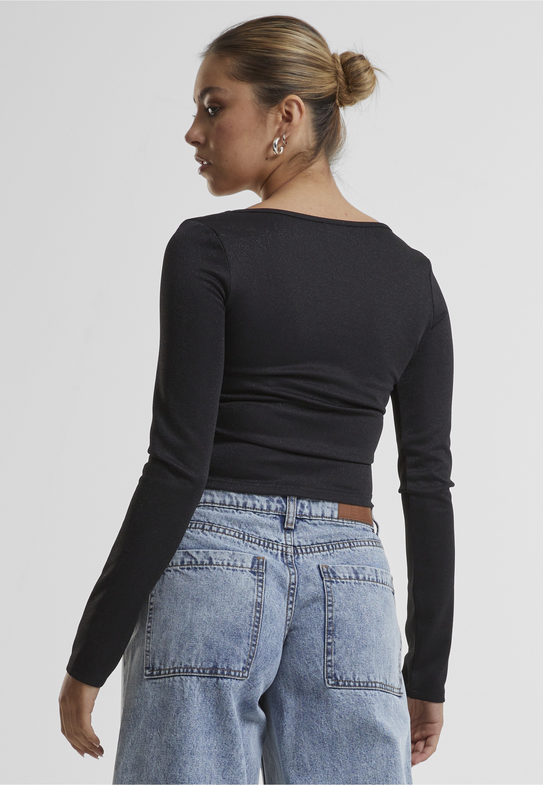 URBAN CLASSICS T-Shirt »Urban Classics Ladies Glitter Square Neck Longsleeve« 1 Stk.