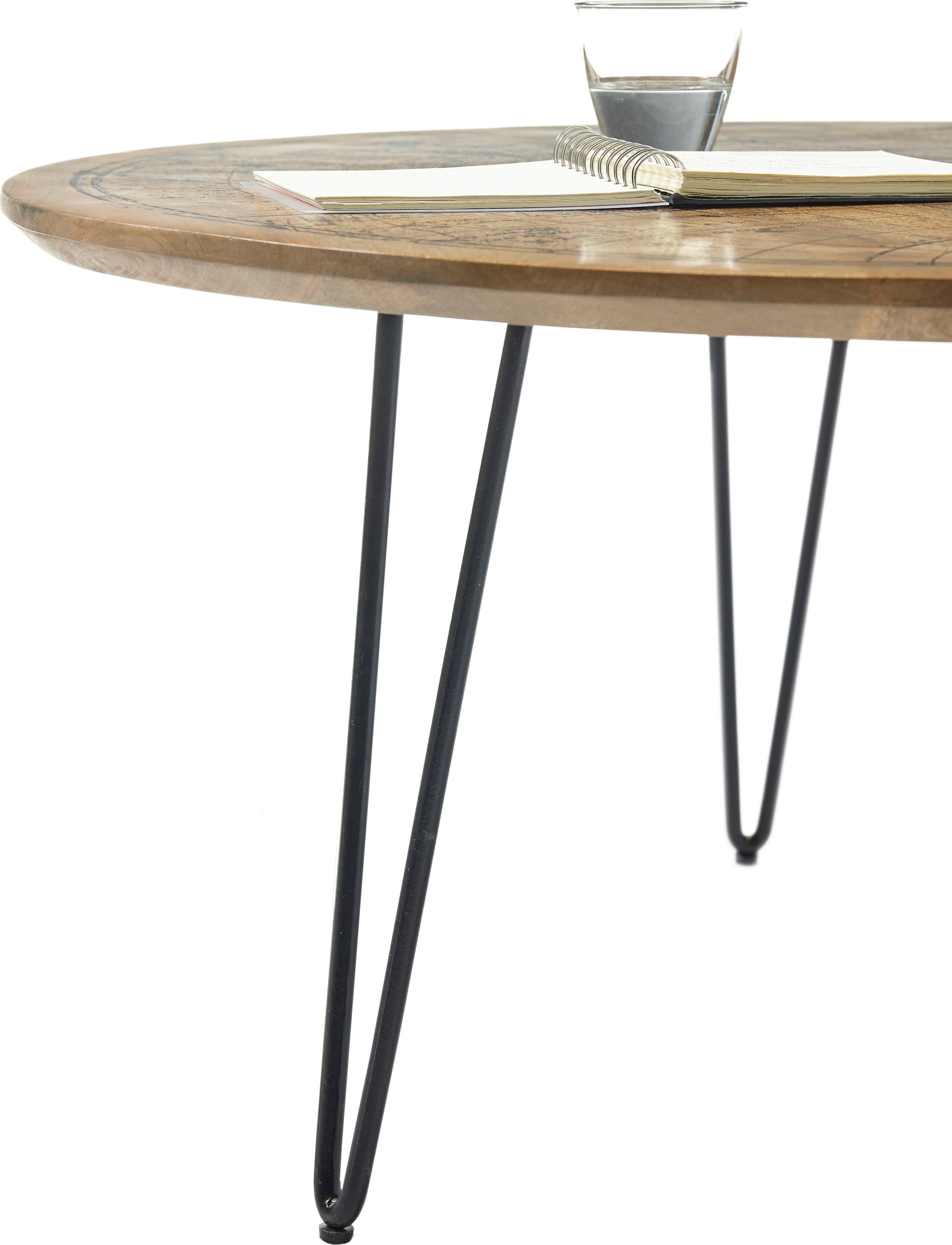 Stolkom Couchtisch »Napcoa«, mit Weltkarte Aufdruck, Tisch in Massivholz Mango