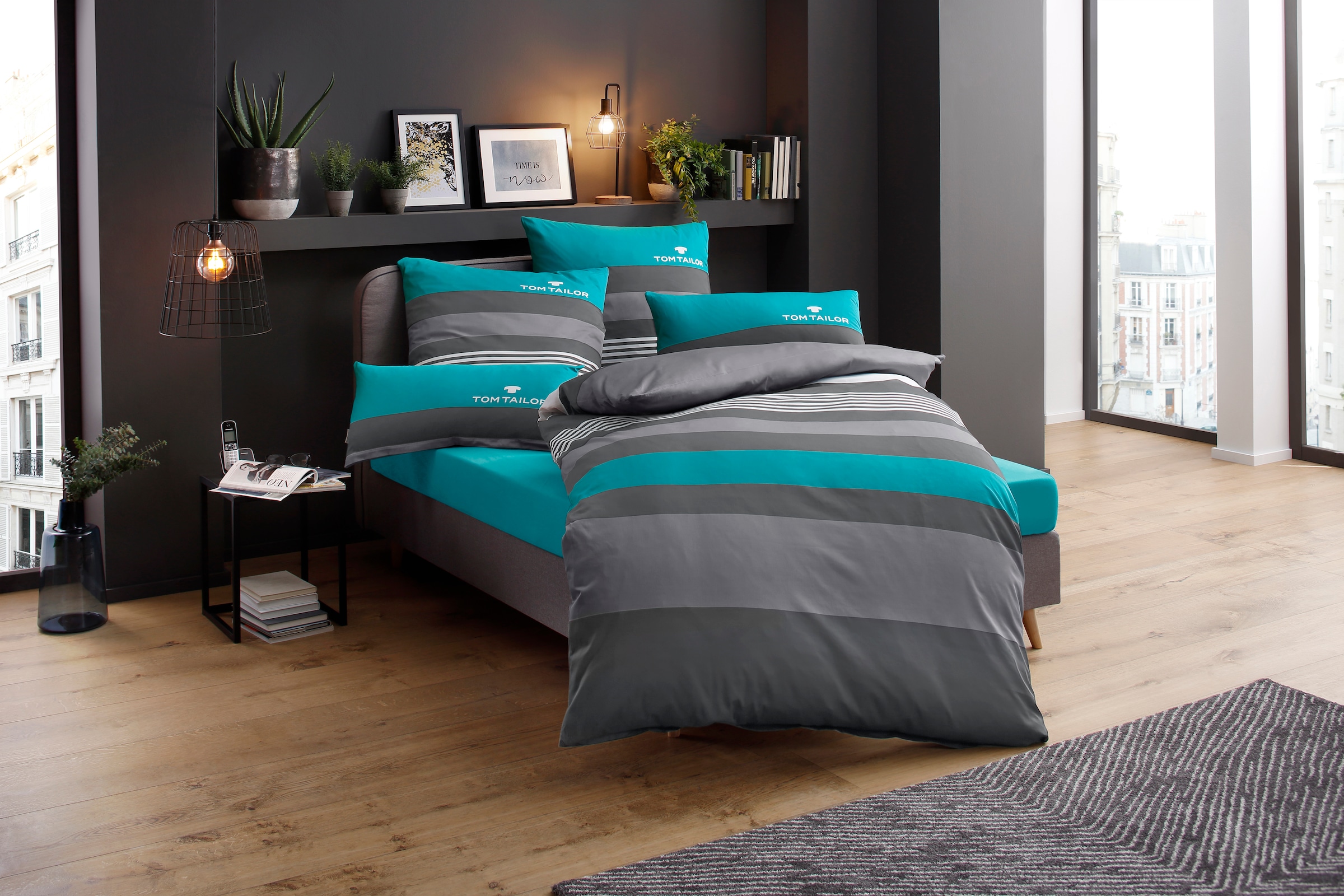 TOM TAILOR HOME Bettwäsche »Carl in Gr. 135x200 oder 155x220 cm«, mit GRATIS-Zugabe: Spannbettlaken, 100% Baumwolle, mit Reißverschluss