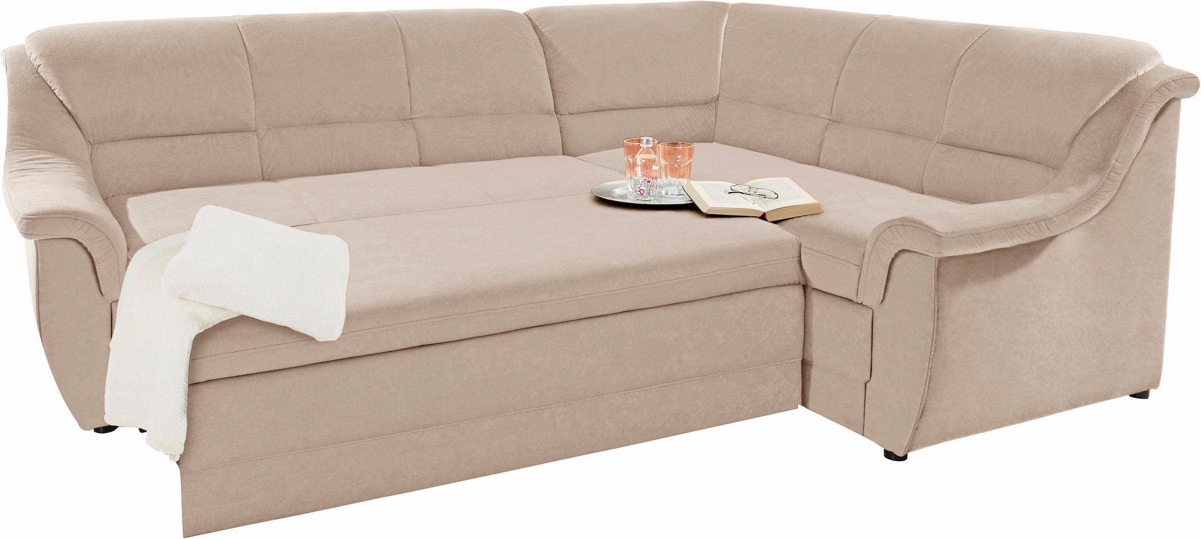 DOMO collection Ecksofa »Lale zeitlose Formensprache, komfortabel, L-Form«, mit langem Schenkel, wahlweise mit Bettfunktion