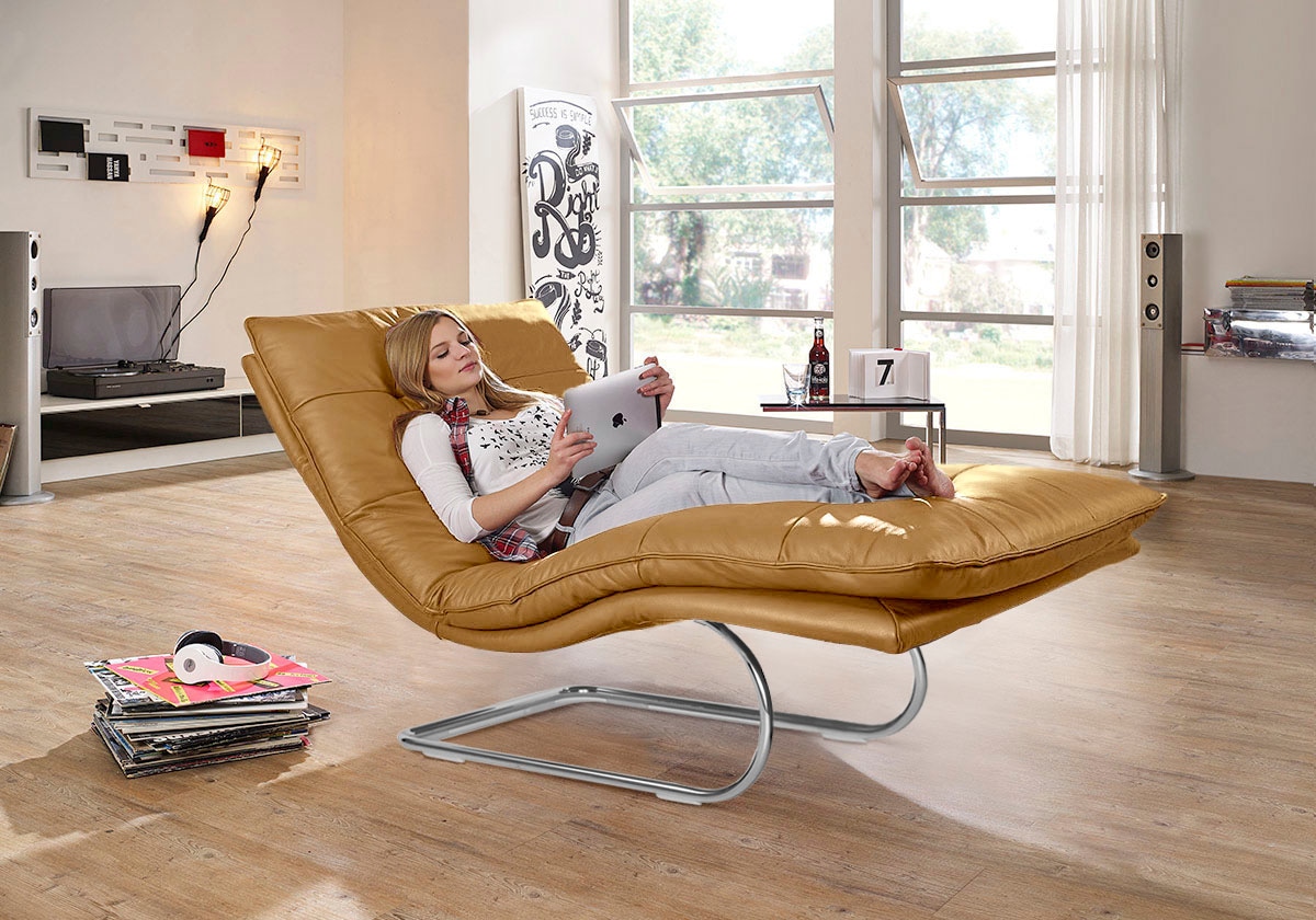 W.SCHILLIG Relaxliege "daily dreams" in Waffelkissen-Optik, wahlweise mit Motor, Freischwingergestell