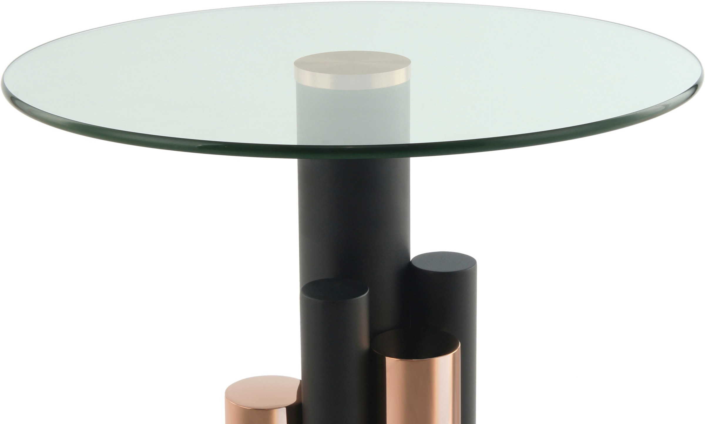 Kayoom Beistelltisch »Ontario 225, Runde Glasplatte aus Sicherheitsglas, 100% Edelstahl«, (1 St.), Modernes Design, zweifarbiges Säulengestell, Eyecatcher Element