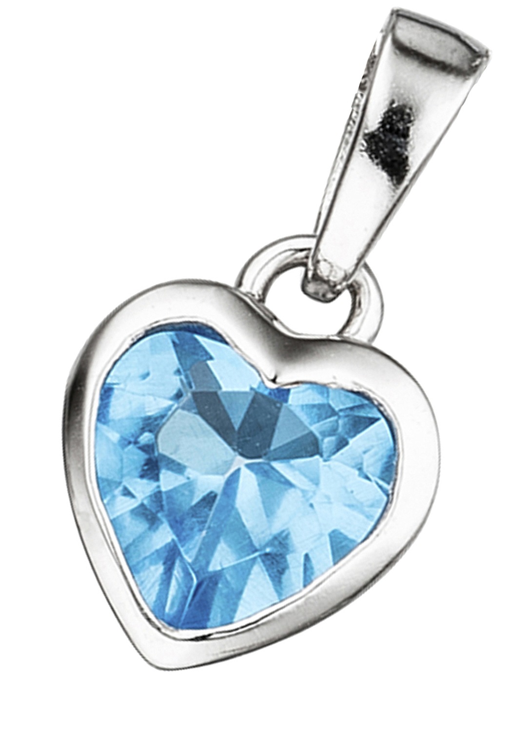 Herzanhänger JOBO "Kinder-Anhänger kleines Herz 9 mm", hellblau, hellblau, Schmuckanhänger, Mädchen, Silber 925 (Sterlingsilber), 925 Silber rhodiniert mit einem Kristall