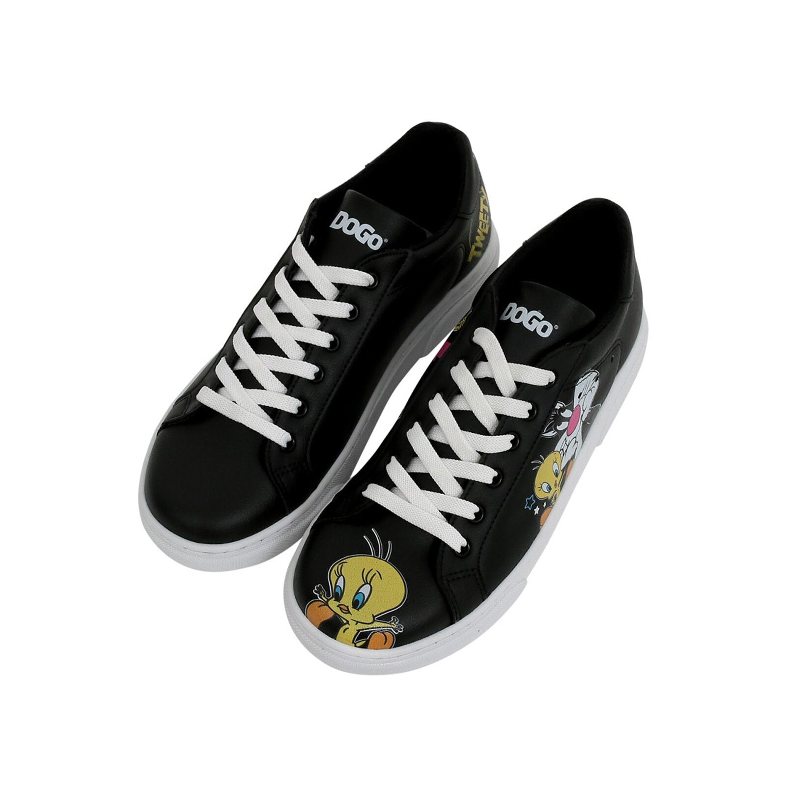 DOGO "Ace Low-Top Sneaker Best Of Tweety And Sylvester Black Damen" Handgefertigt