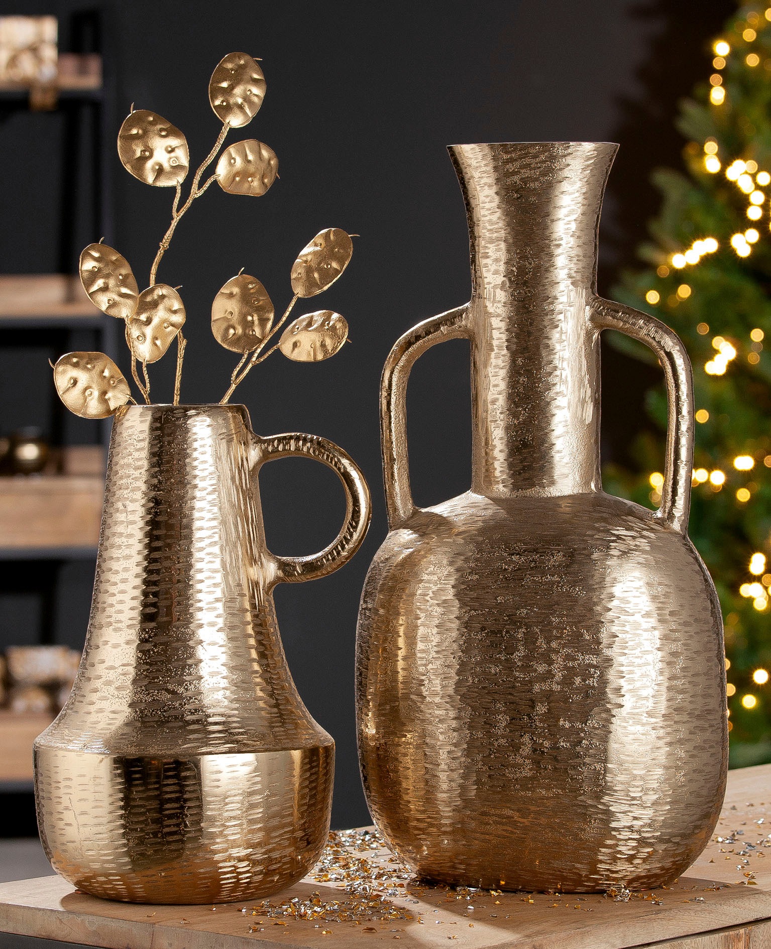 GILDE Tischvase "Lola, in Krugform, Dekovase" Vase aus Aluminium, mit gerit günstig online kaufen