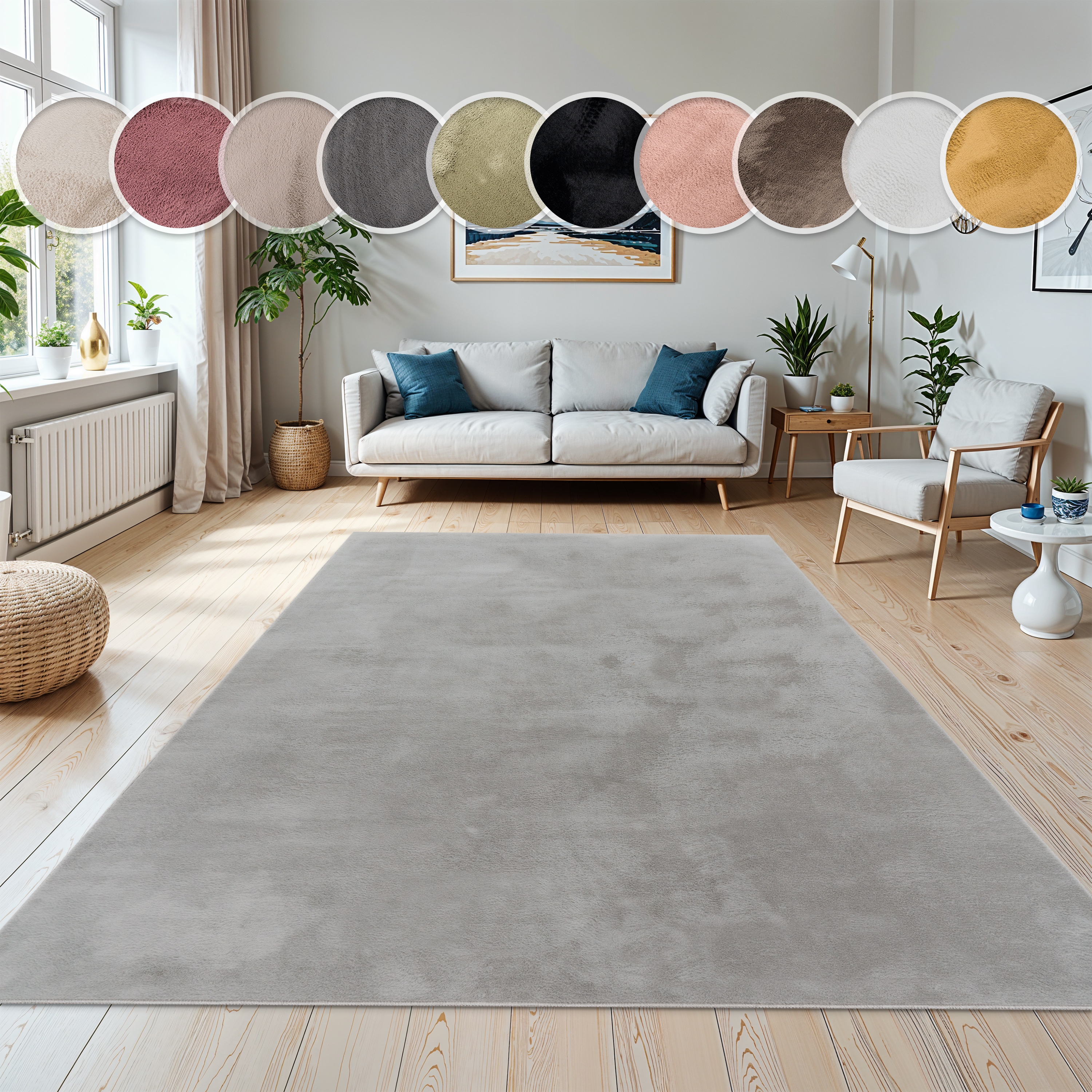 Paco Home Fellteppich "Kunstfell Soft 380" rechteckig 14 mm Höhe Langflor, Kuschelteppich - besonders weich, Uni-Farben