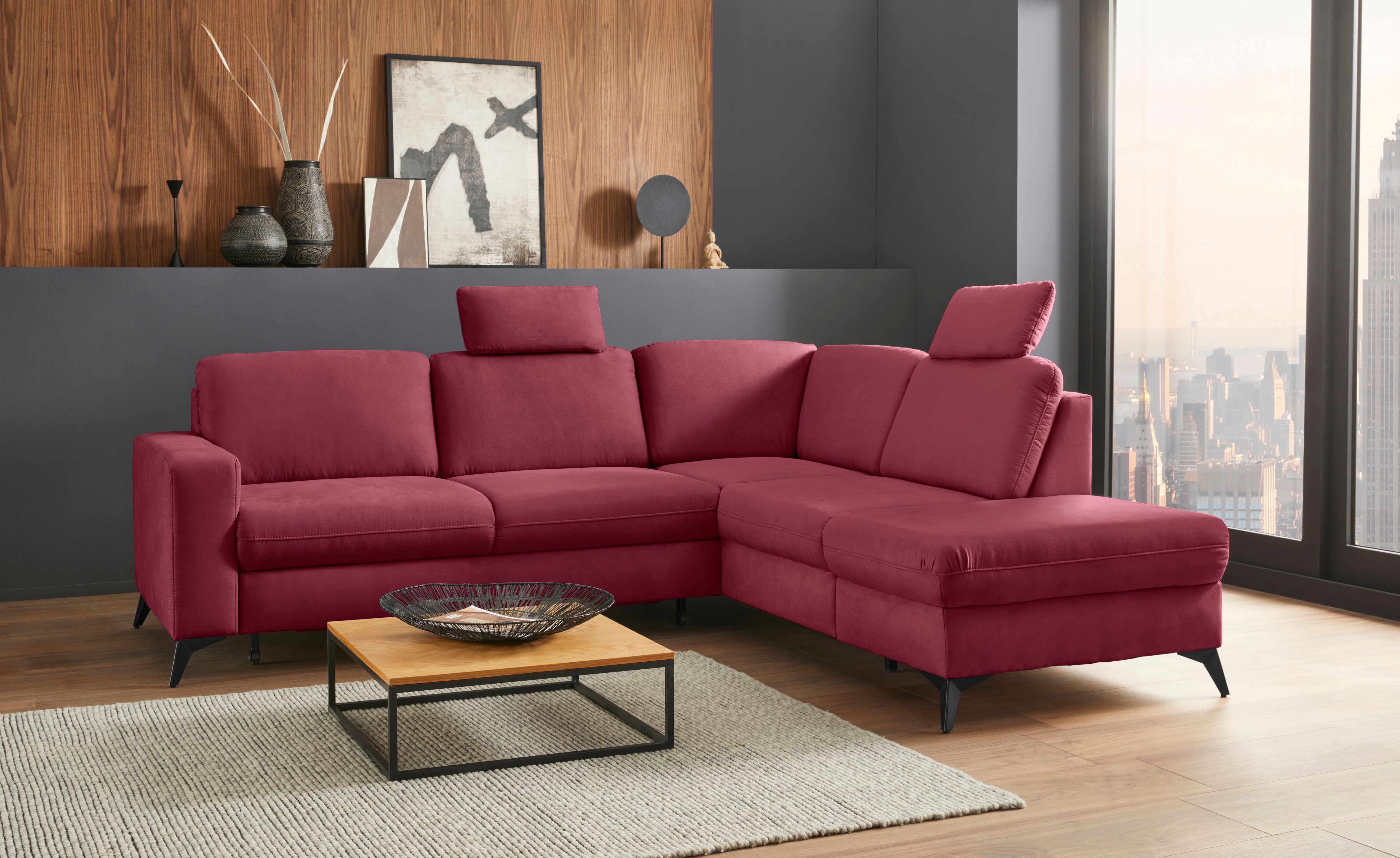 Home affaire Ecksofa "Lolland L-Form" Wahlweise mit Schlaffunktion und Stauraum, auch mit abwischbarem Bezug