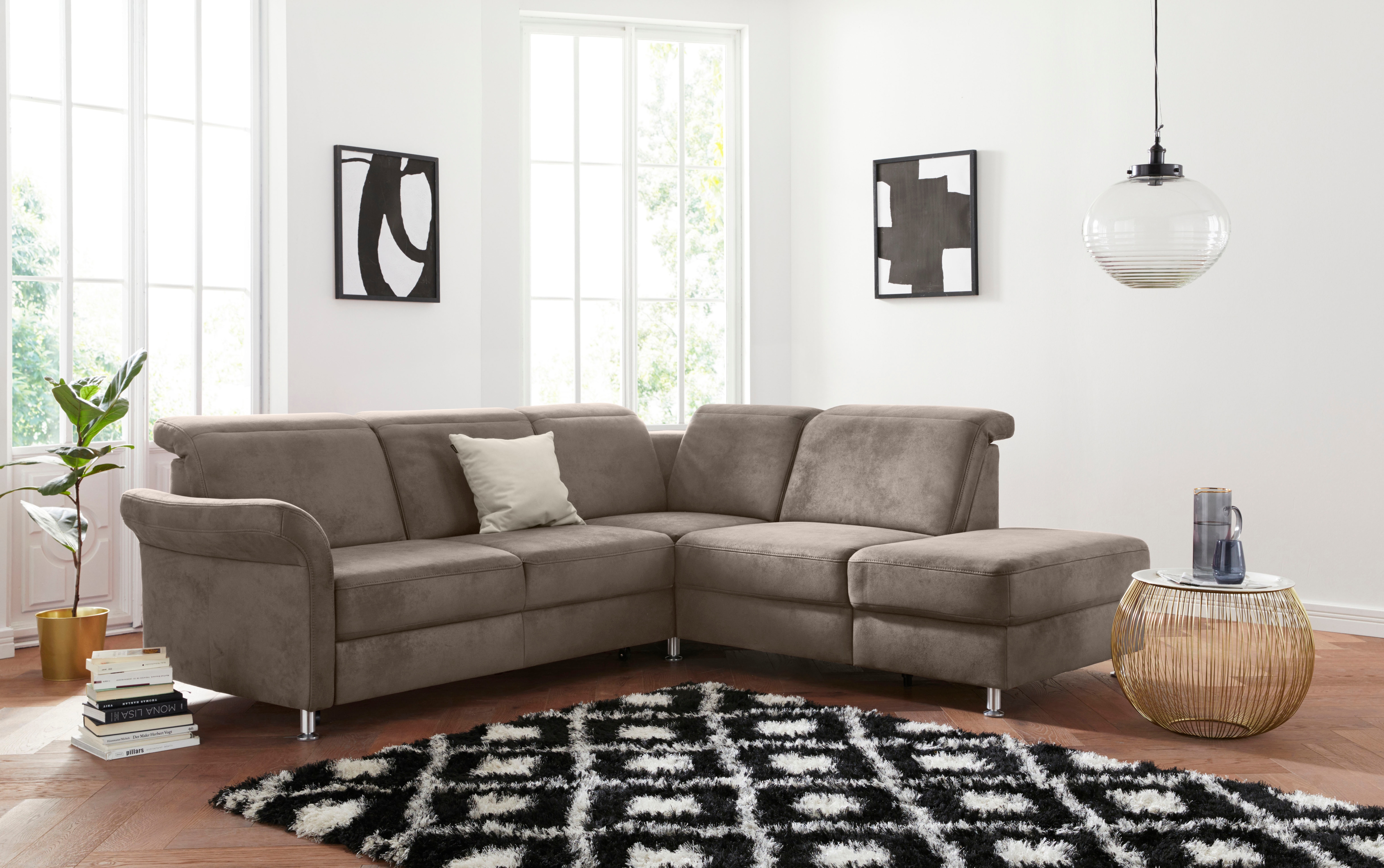 sit&more Ecksofa "Darwin L-Form" inklusive Federkern, wahlweise mit Kopfteilverstellung, Schlaffunktion