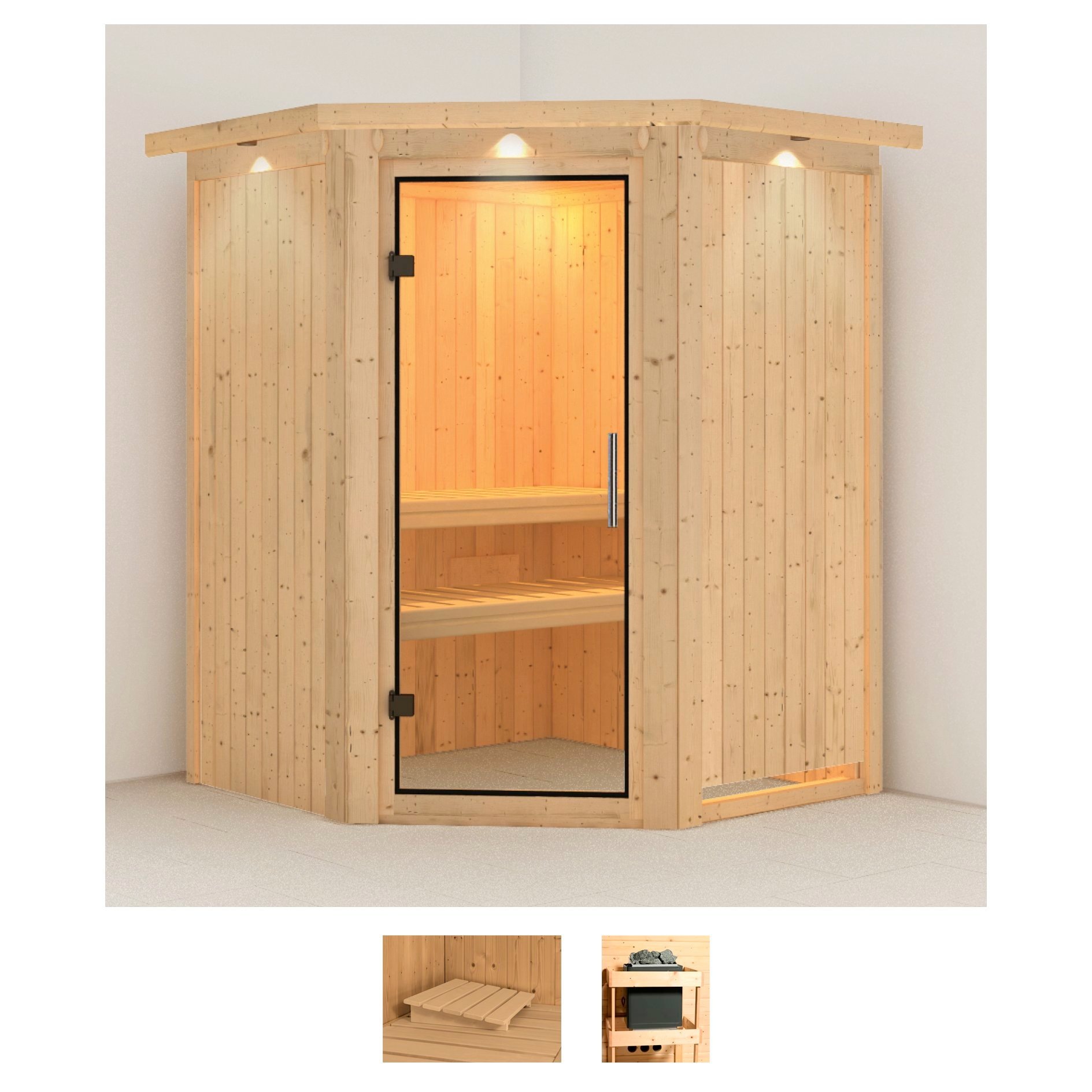 KARIBU Sauna "Nanna", ohne Ofen, (ohne Ofen), beige, Saunen, ohne Ofen