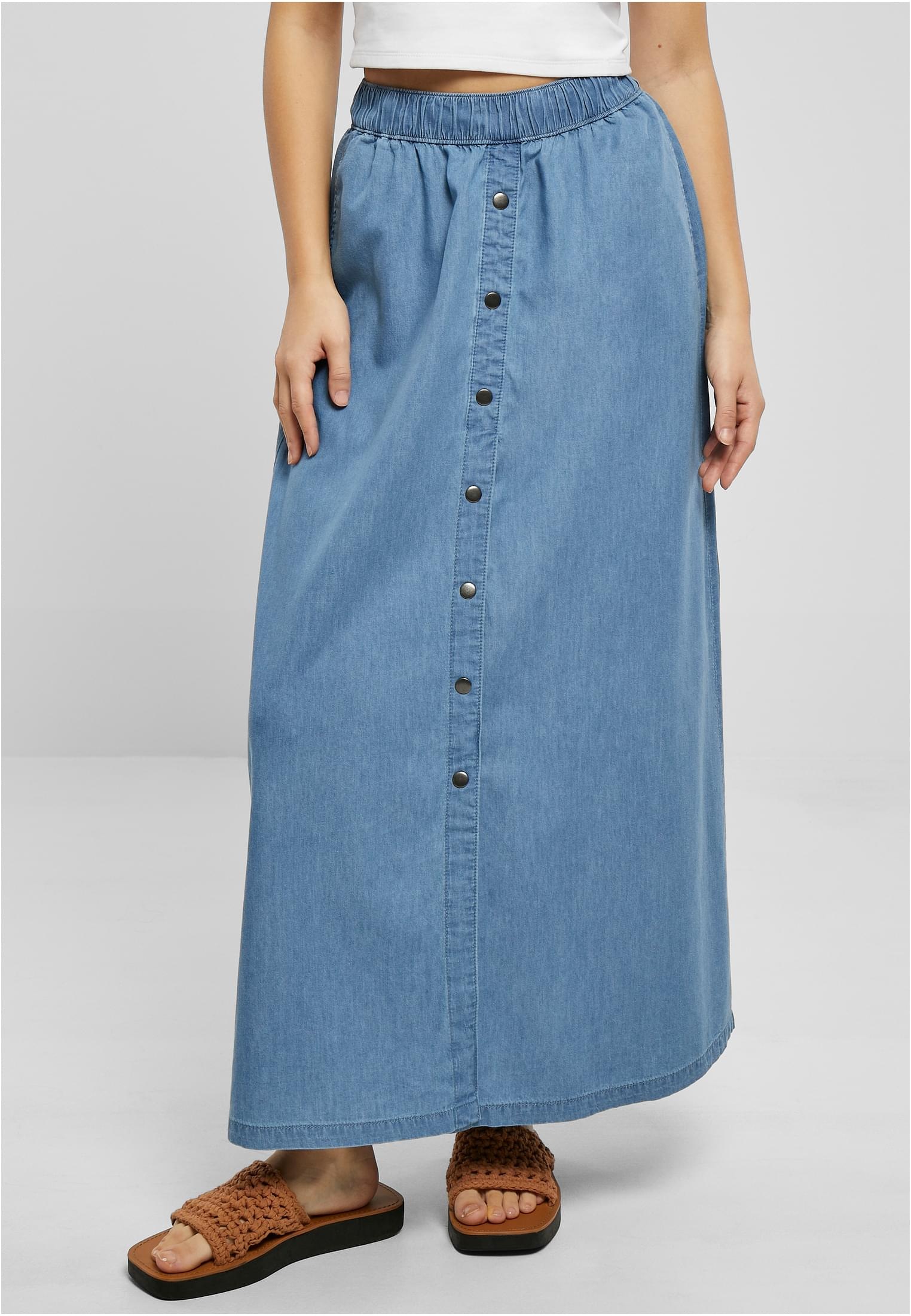 Sommerrock »Urban Classics Damen Ladies Long Wide Light Denim Skirt«, (1 tlg.)