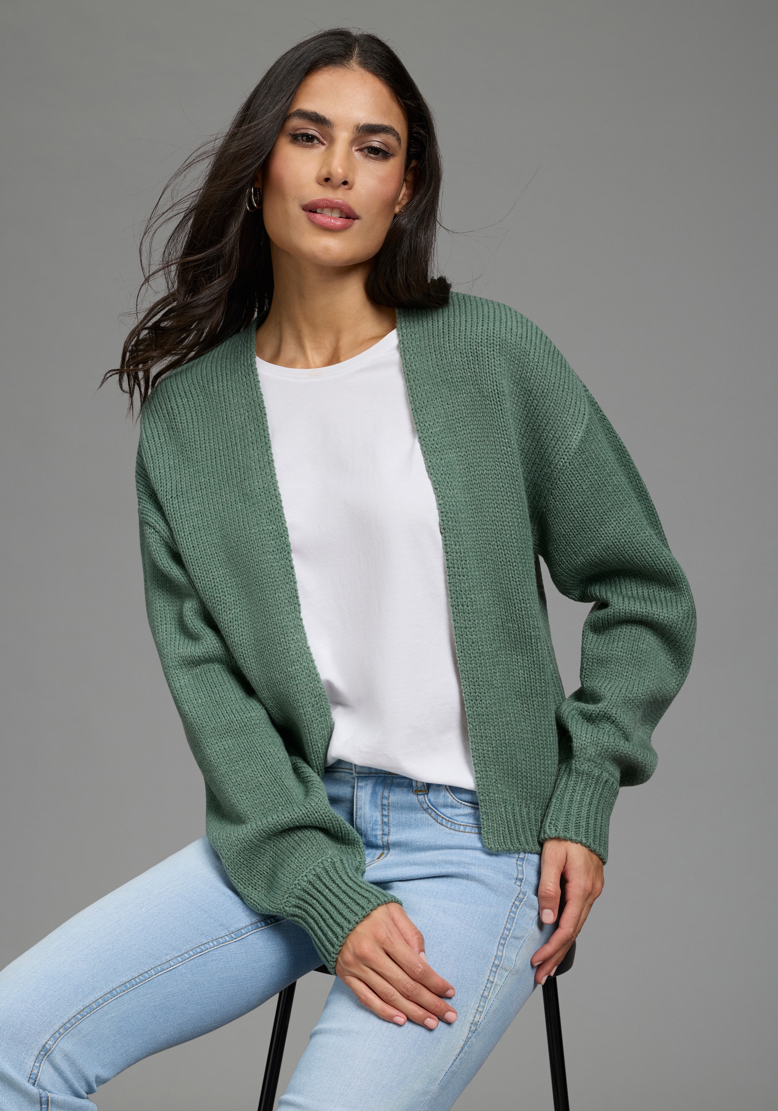 Laura Scott Strickjacke "mit Oversize-Passform" in melierter Optik